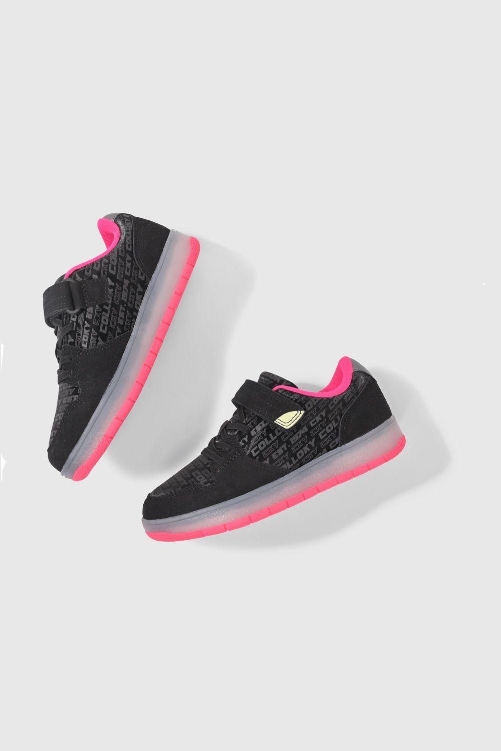 Zapatilla niña velcro elástico glow negro (28 a 38)-4