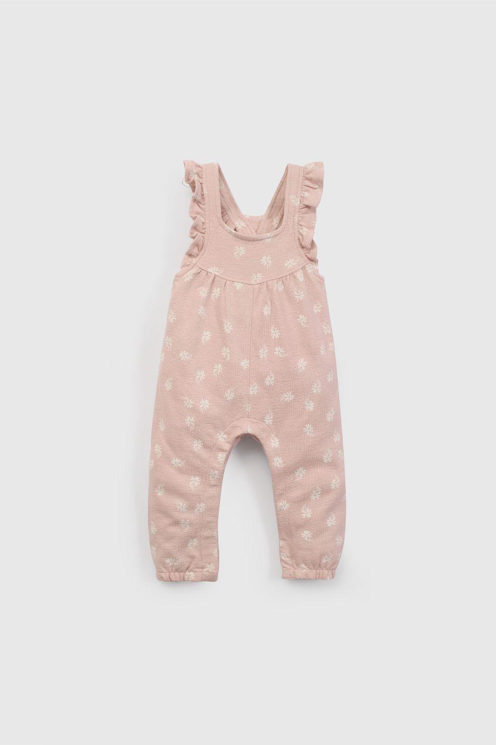 Conjunto Jardinera Y Body Flores Rosado  De Niña COPO0629V26-2