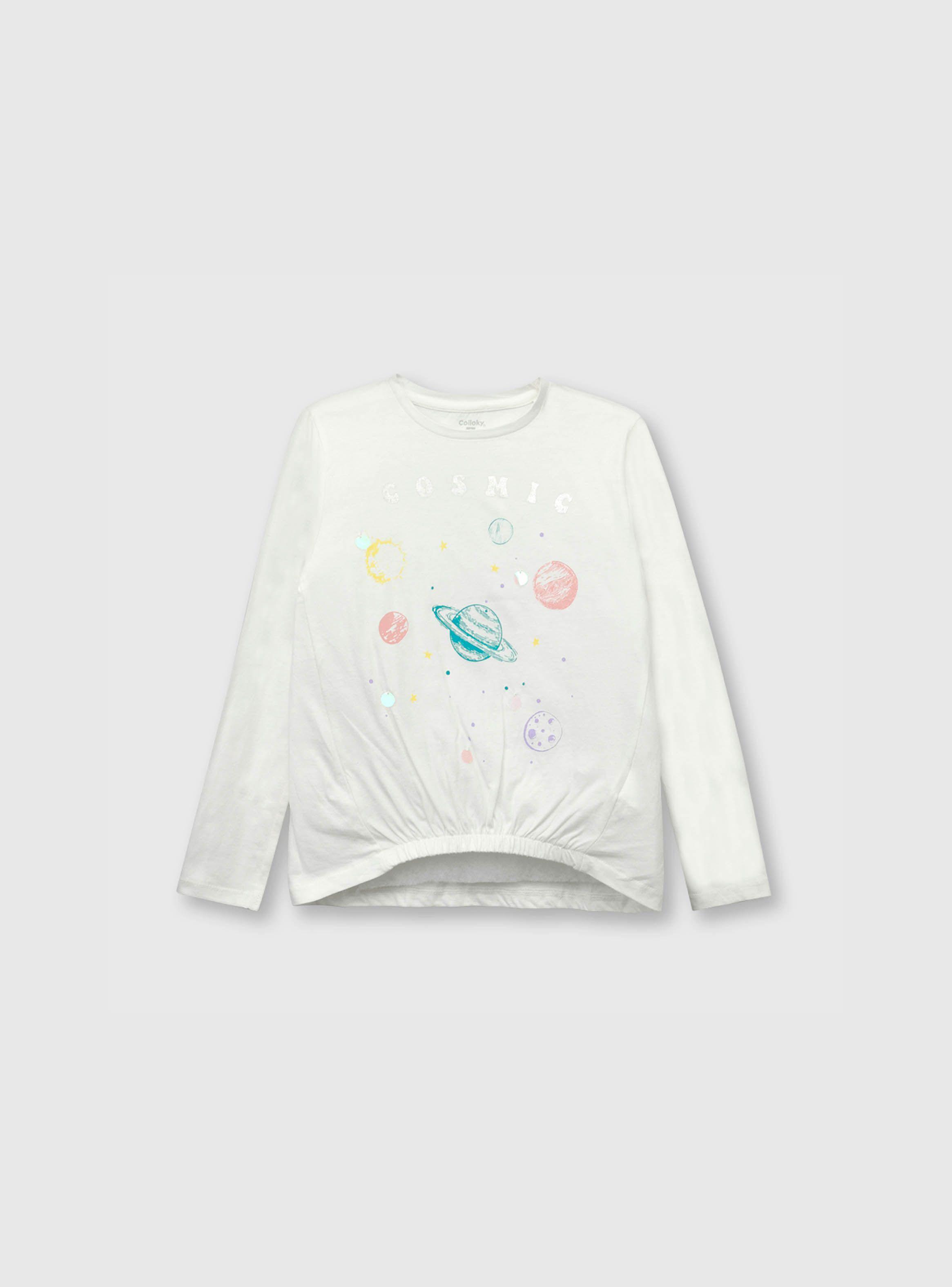 Polera De Niña Planetas Blanco (2 A 12 Años) Colloky-0