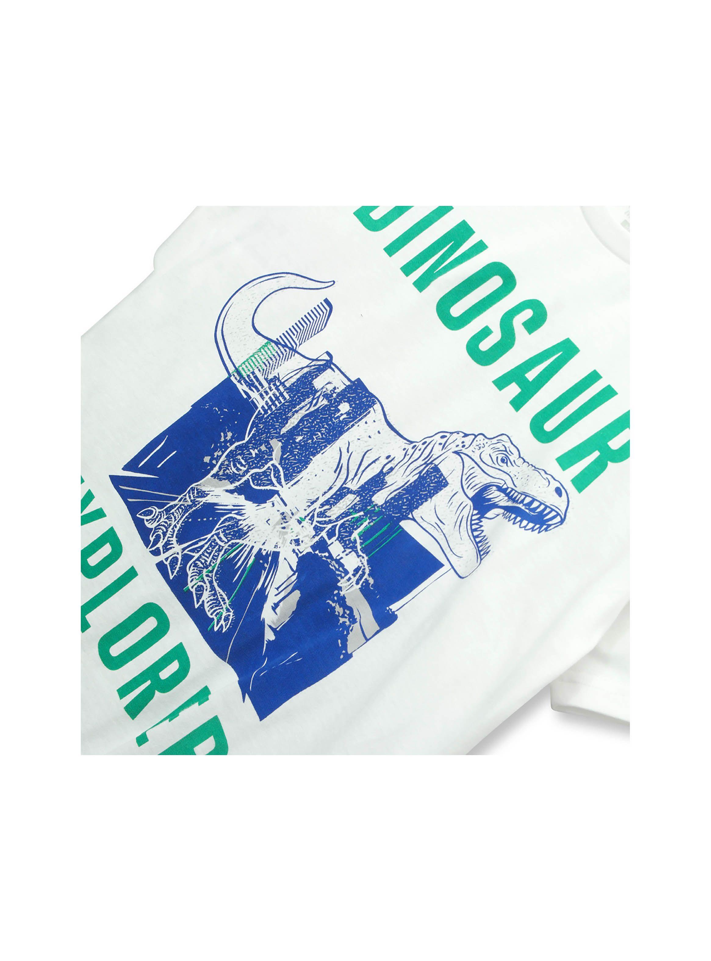 Polera De Niño Dinosaurios Blanco (2 A 12 Años) Colloky-2