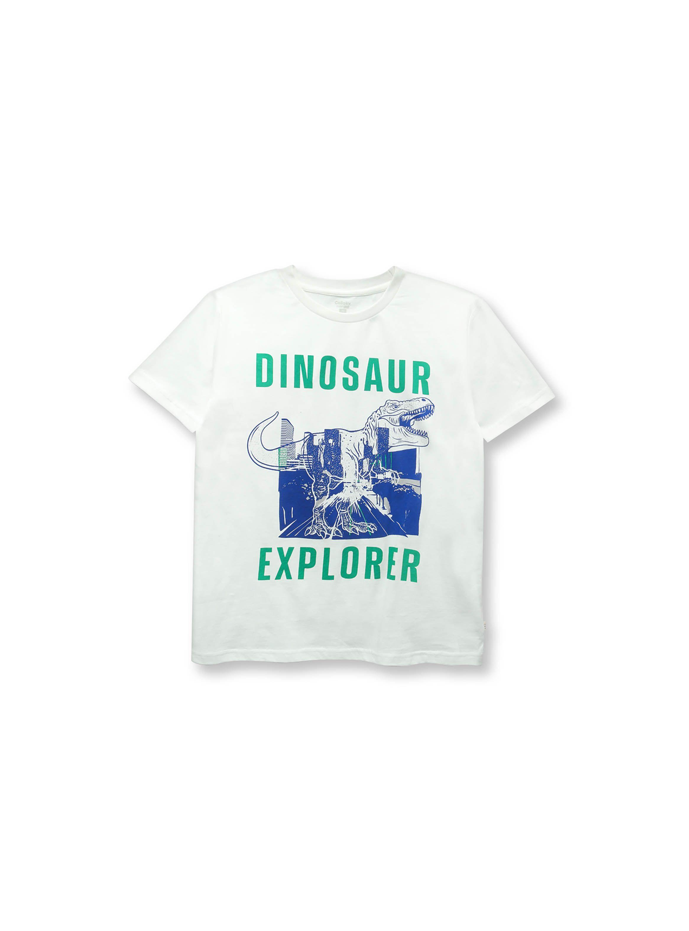 Polera De Niño Dinosaurios Blanco (2 A 12 Años) Colloky-0