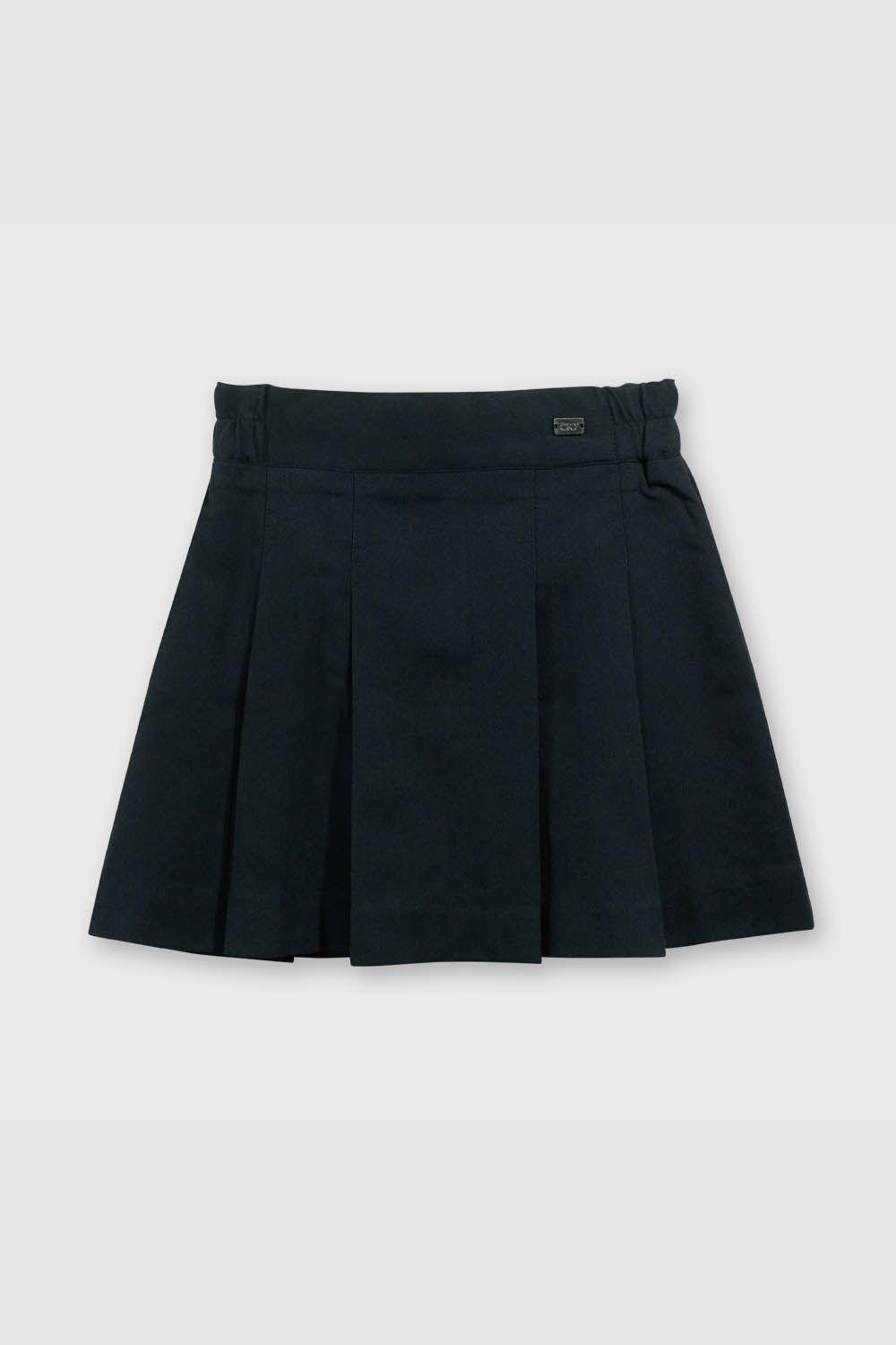 Falda Escolar Clásica Azul con Tablas y Tela Elasticada-0