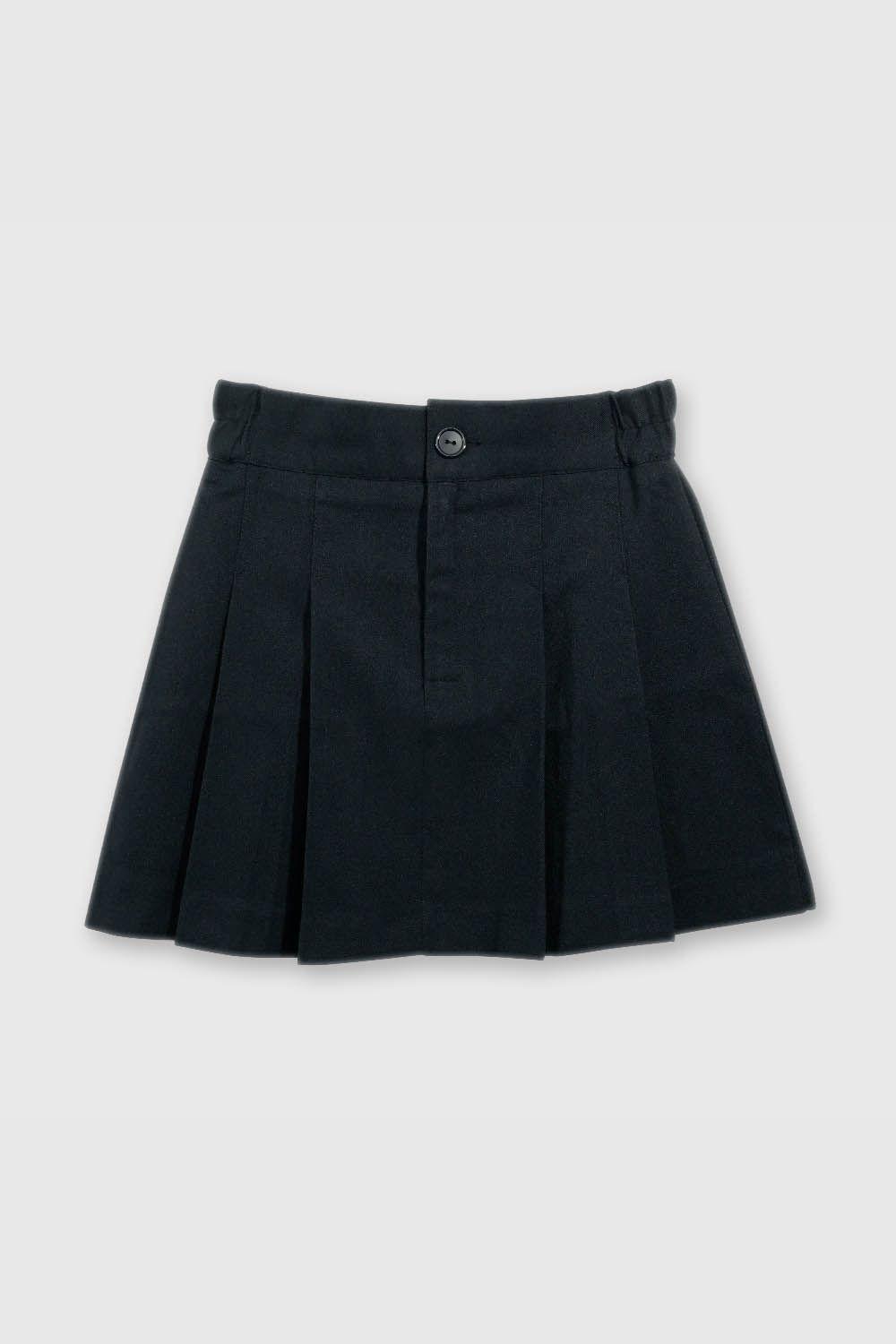 Falda Escolar Clásica Azul con Tablas y Tela Elasticada-1