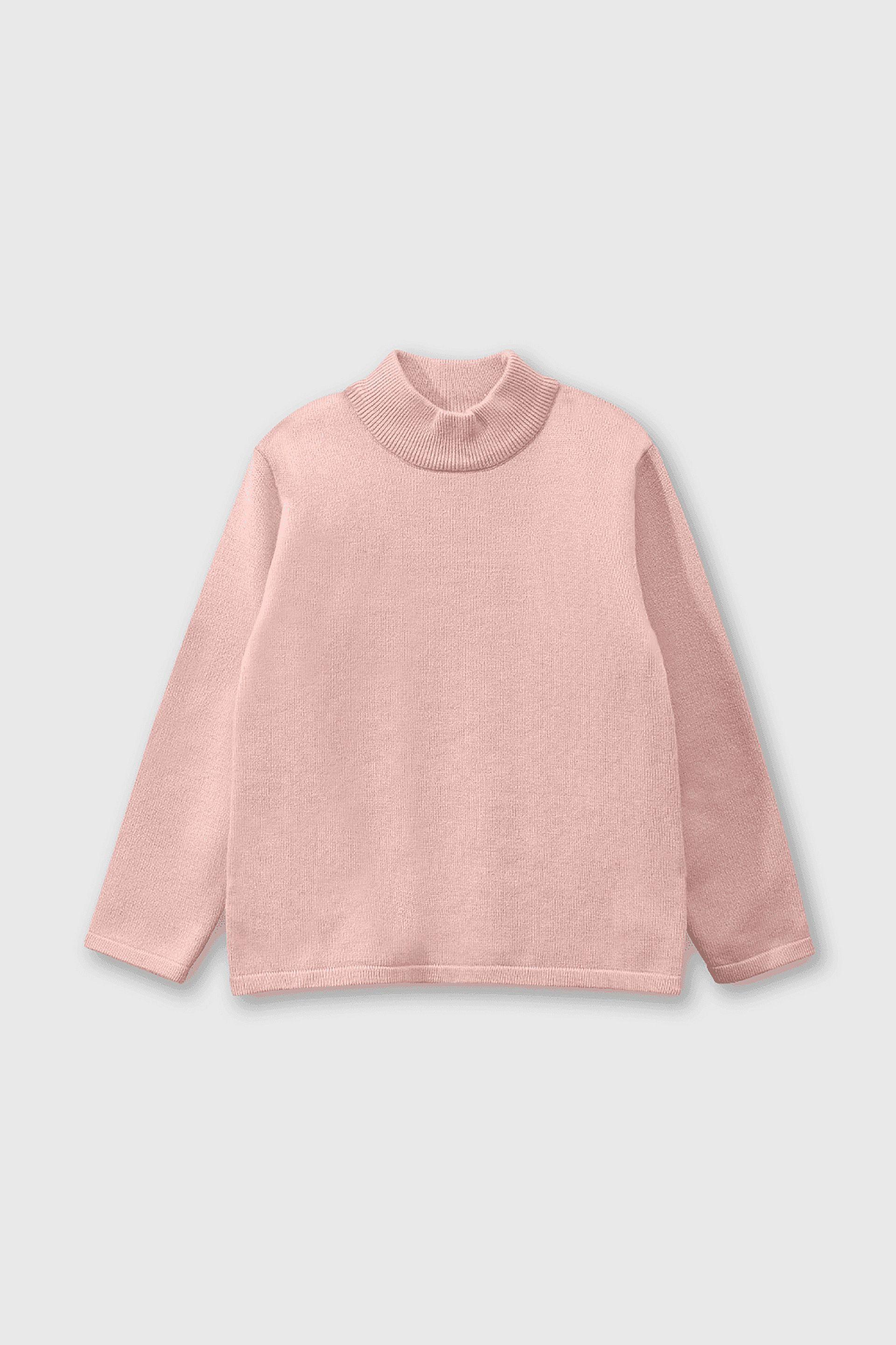 Sweater Rosado de Algodón Suavizado y Tejido para Bebé-0