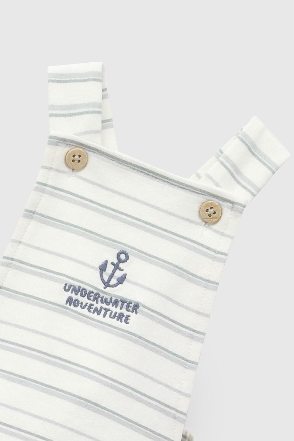 Jardinera Navy Polycotton Crema Niño 0-3M a 9-12M Colloky-2