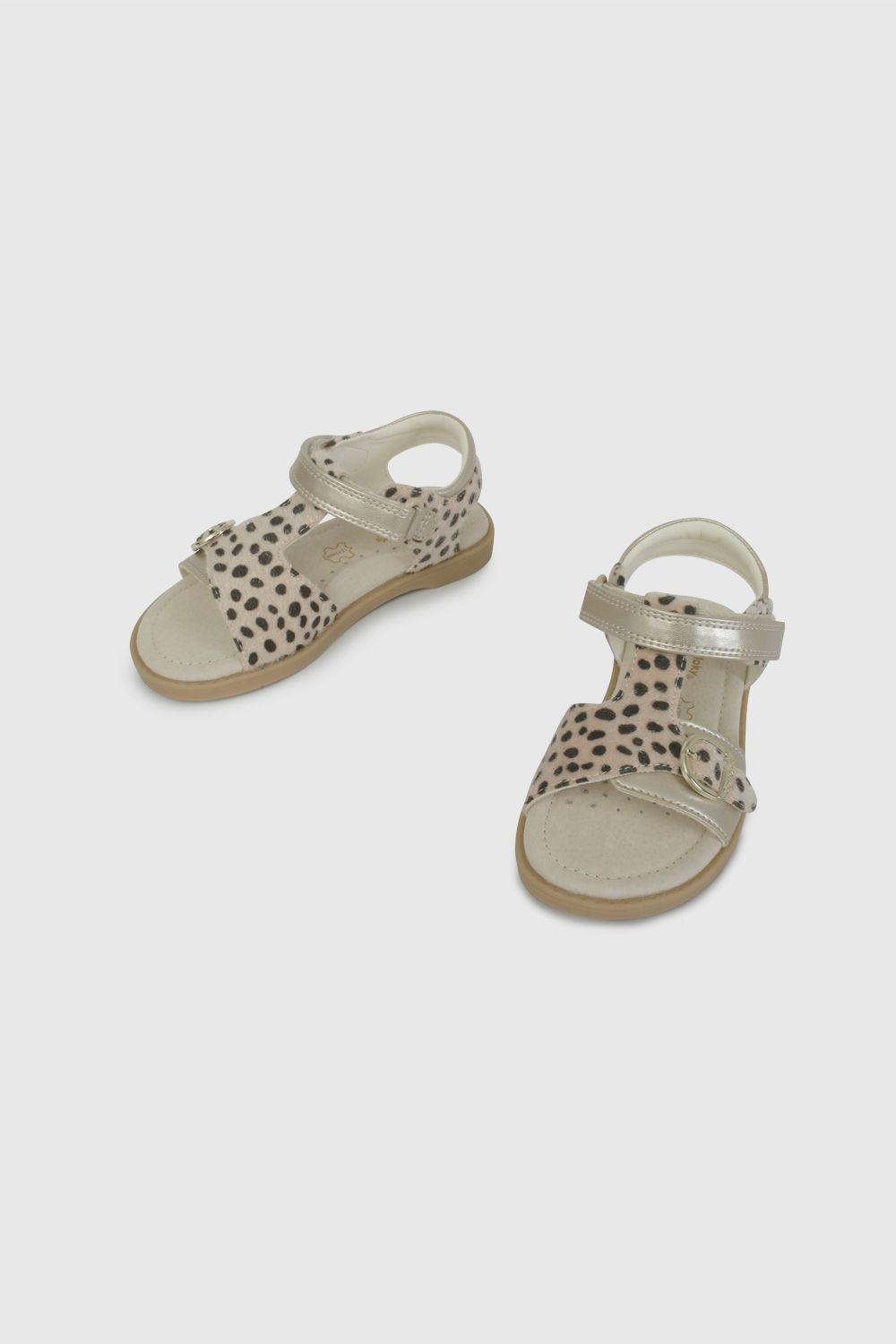 Sandalia de Vestir Dorada con Animal Print  43140224V26-3