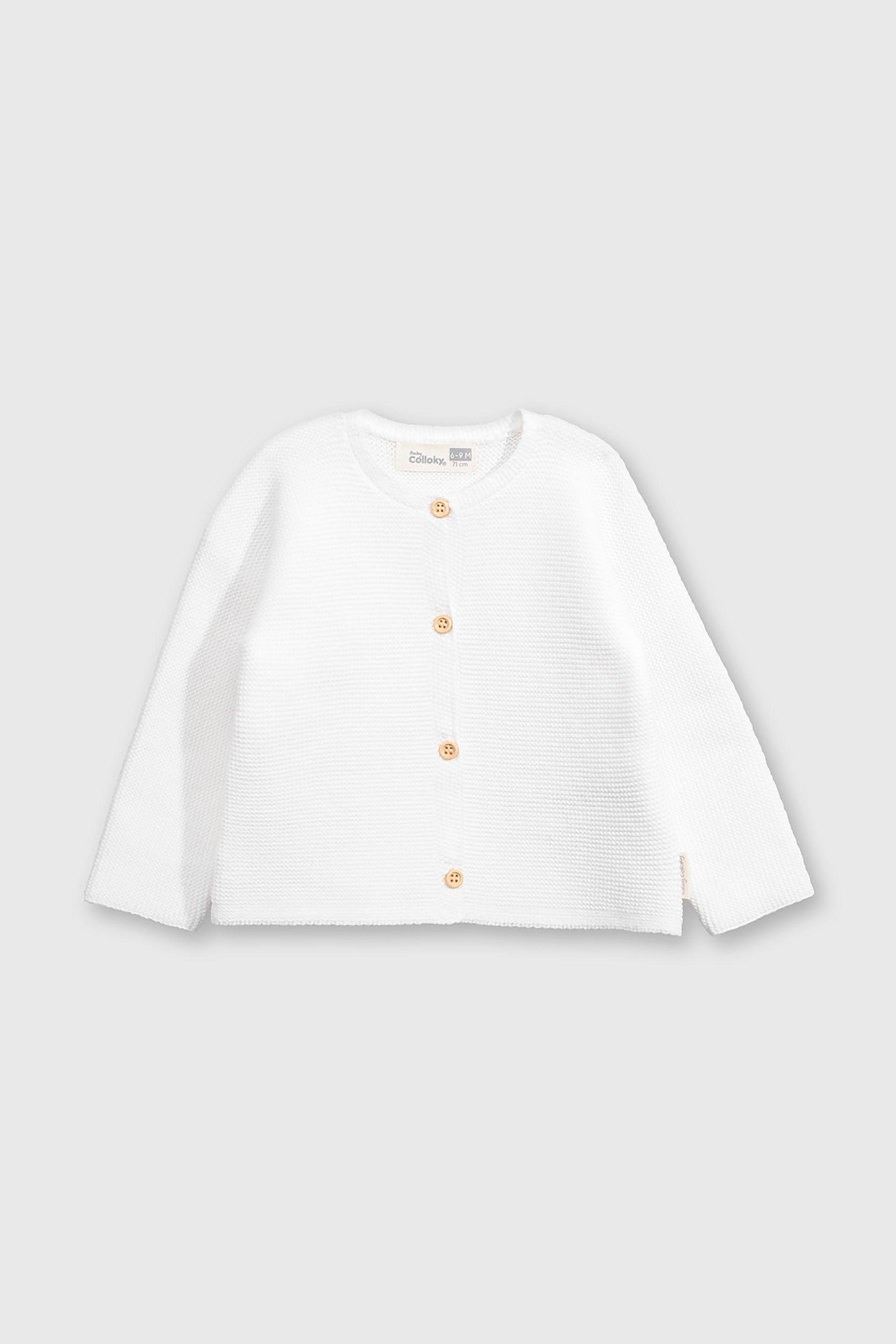 Chaleco de Algodón Blanco con Botones Unisex para bebé de 0/3 a 9/12 meses-0