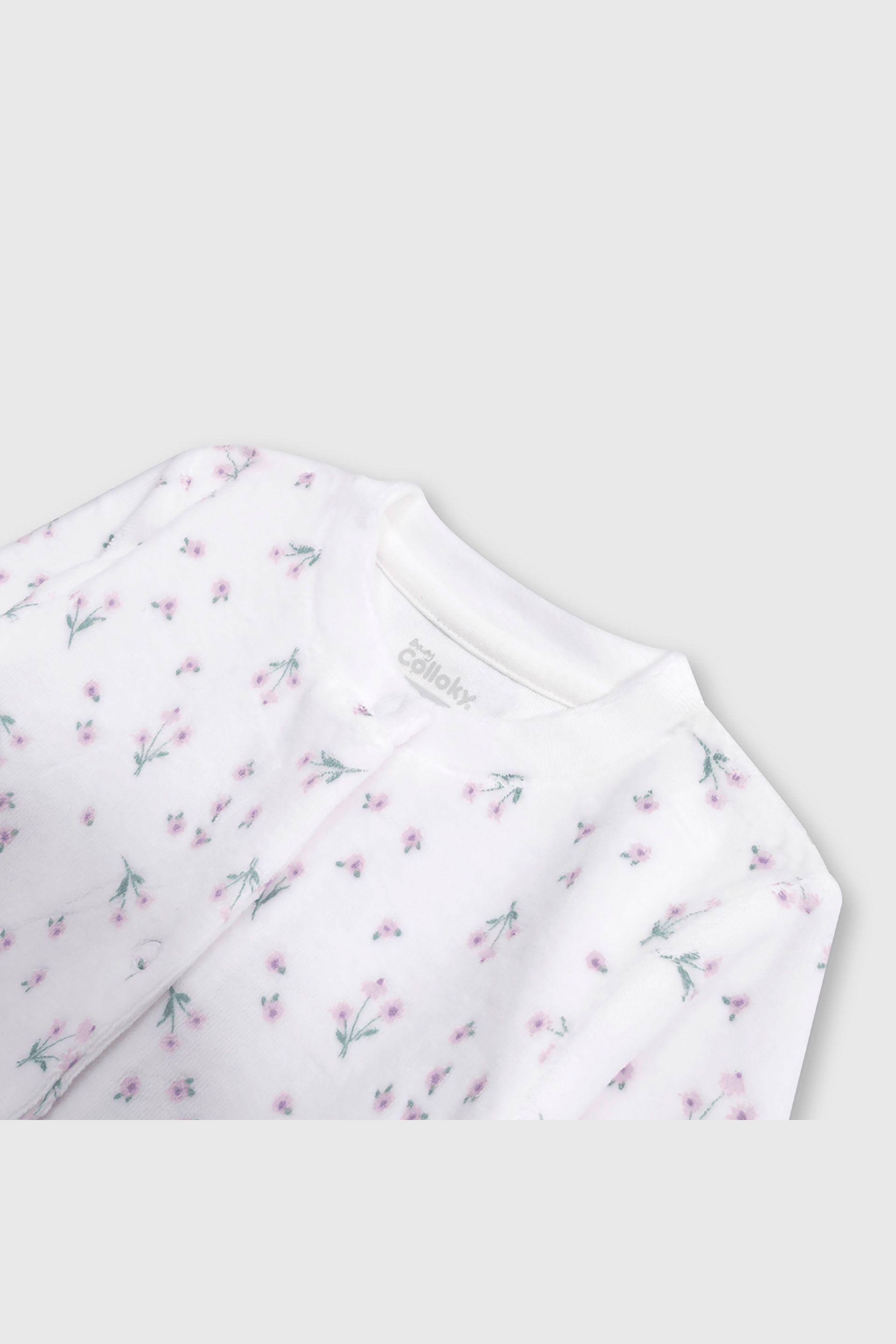 Conjunto de plush suave con broches Blanco y Estampa de Osito-2