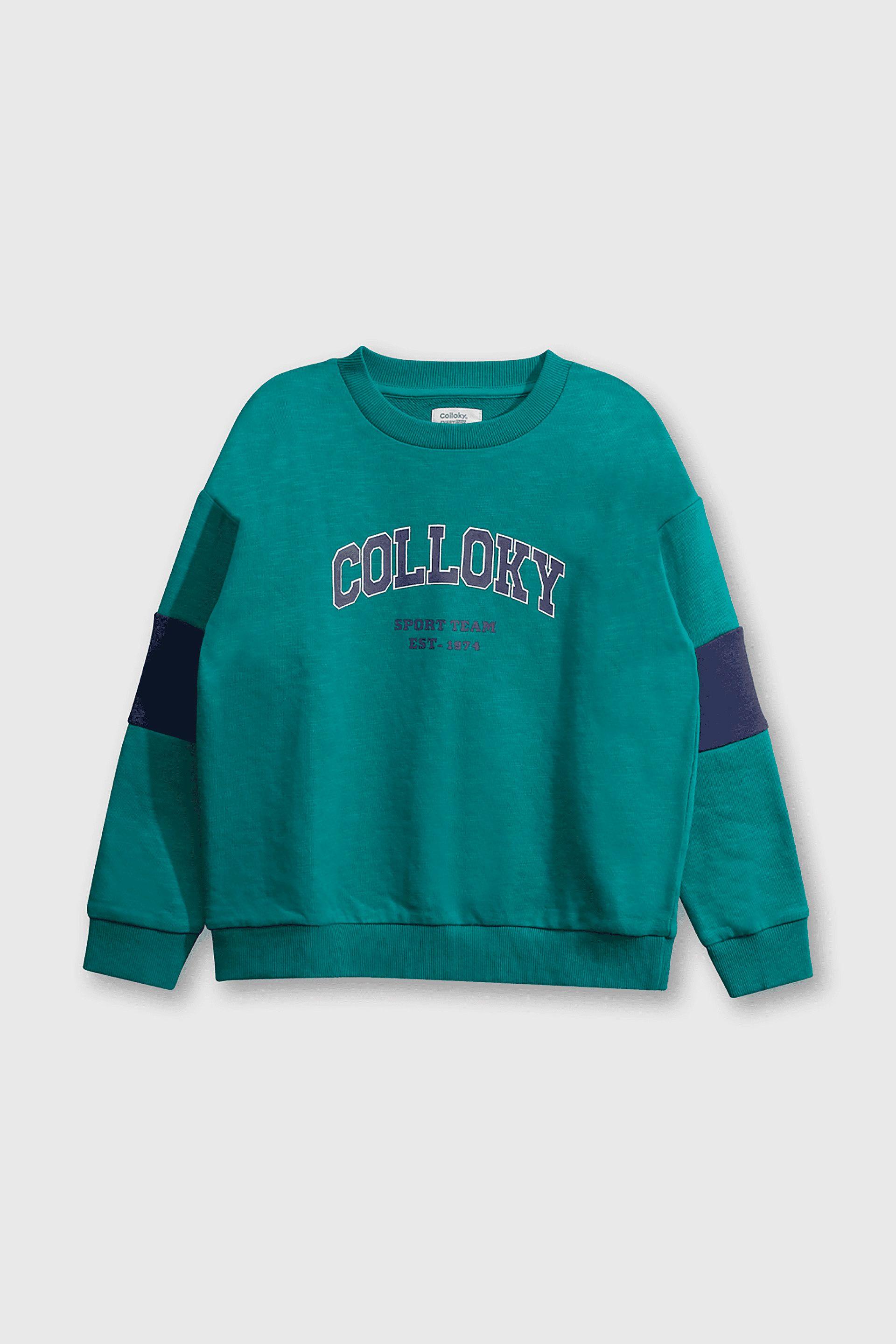 Polerón Verde Hombro Caído de polycotton Estampado para Niño-0
