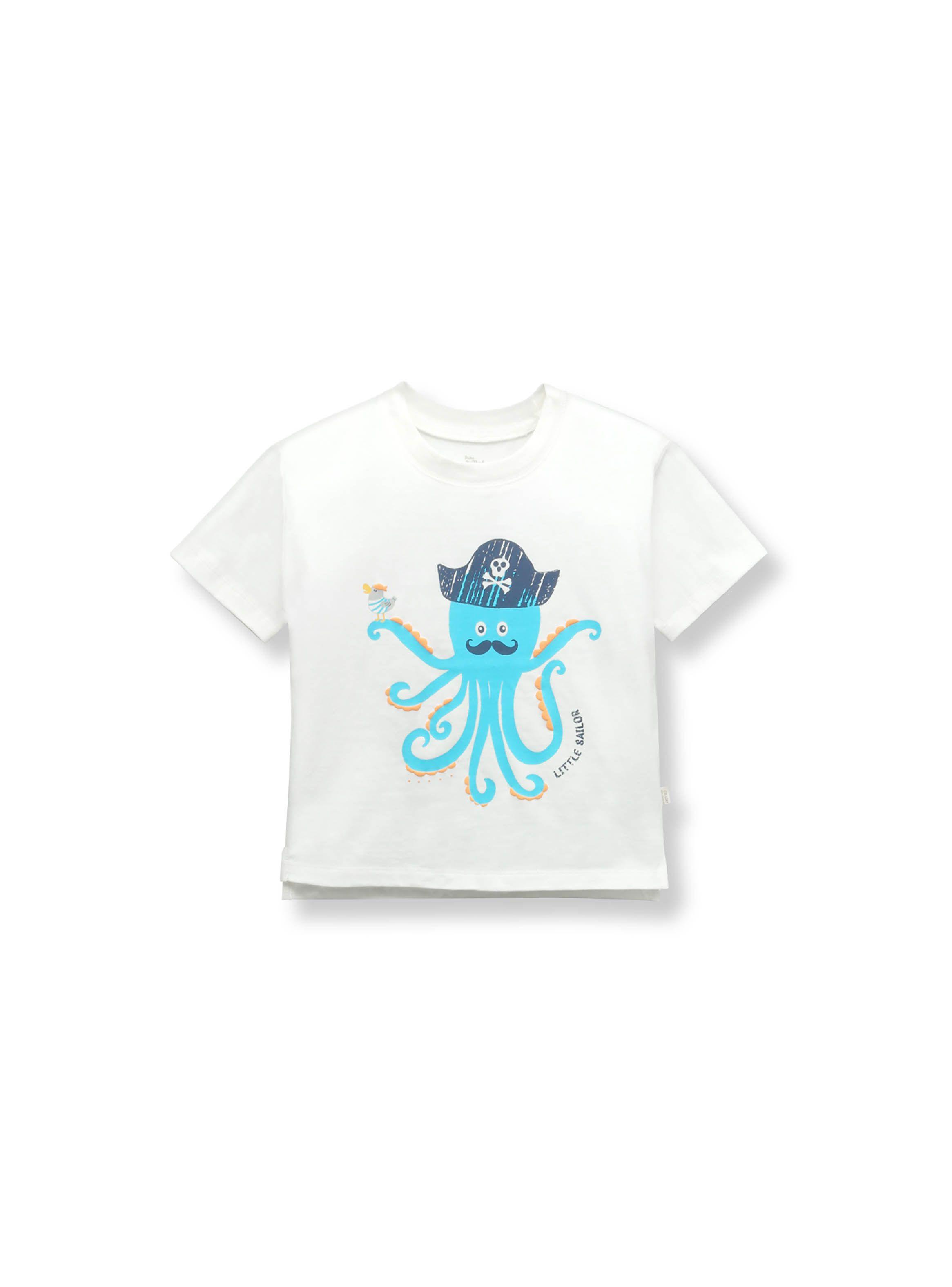 Polera De Bebé Niño Pulpo Blanco (3 A 36 Meses) Colloky-0
