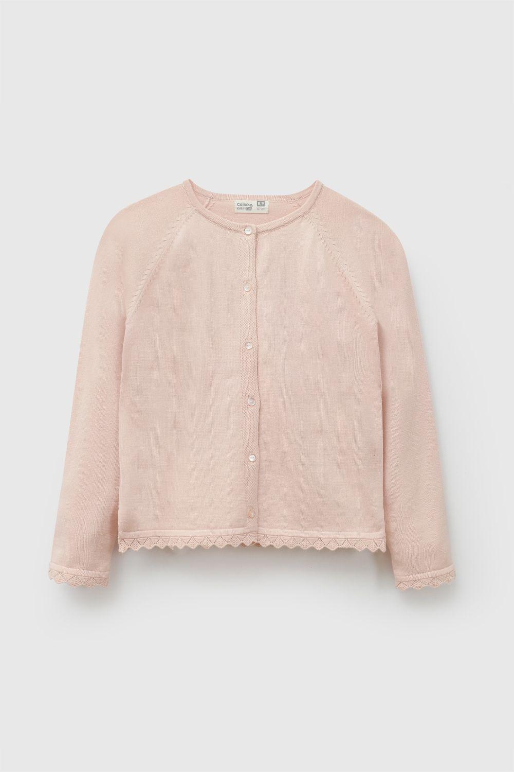 Chaleco Tejido Rosa Viejo Niña 3-4A a 12-13A Colloky-0