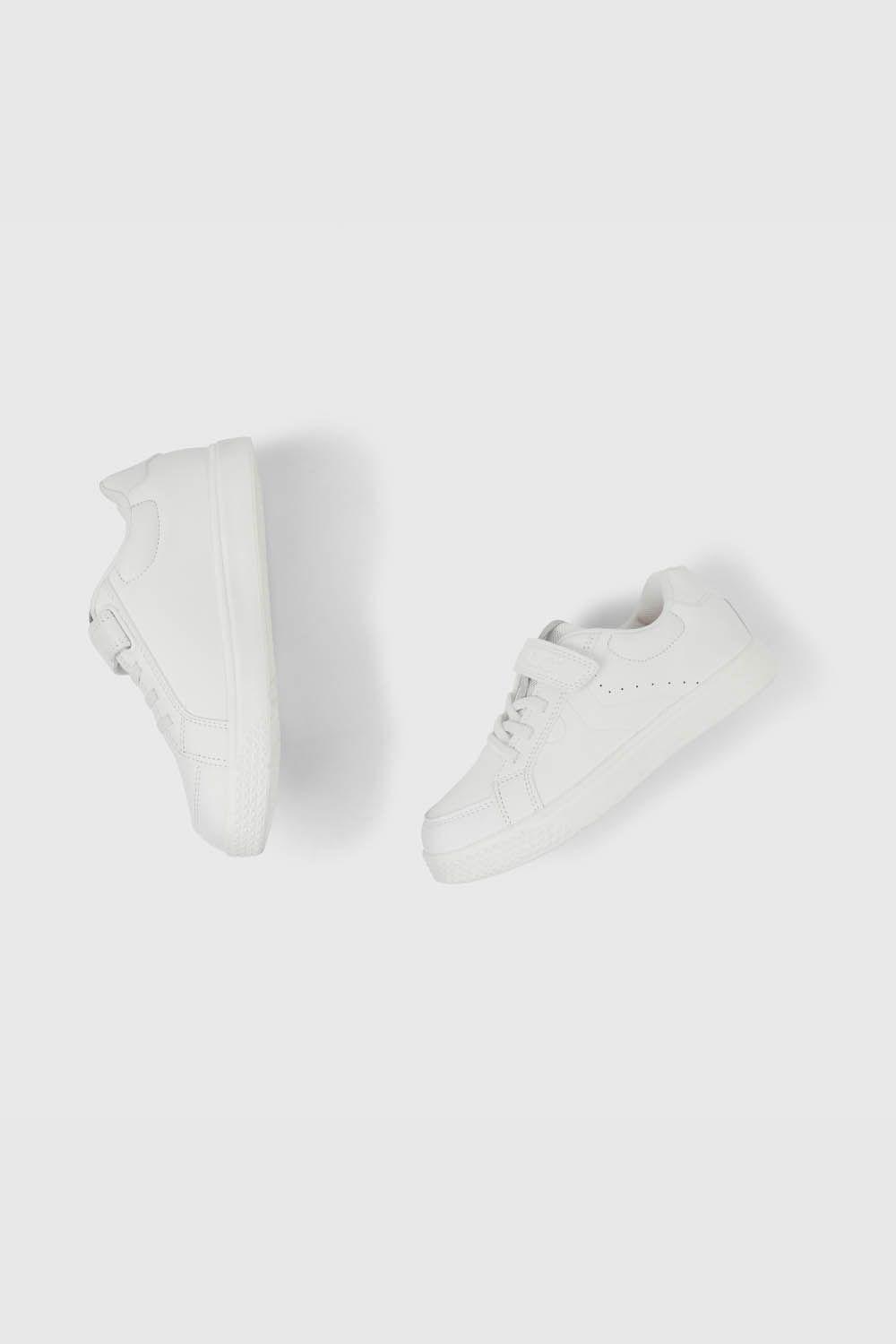 Zapatilla Escolar Blanca con Velcro-3