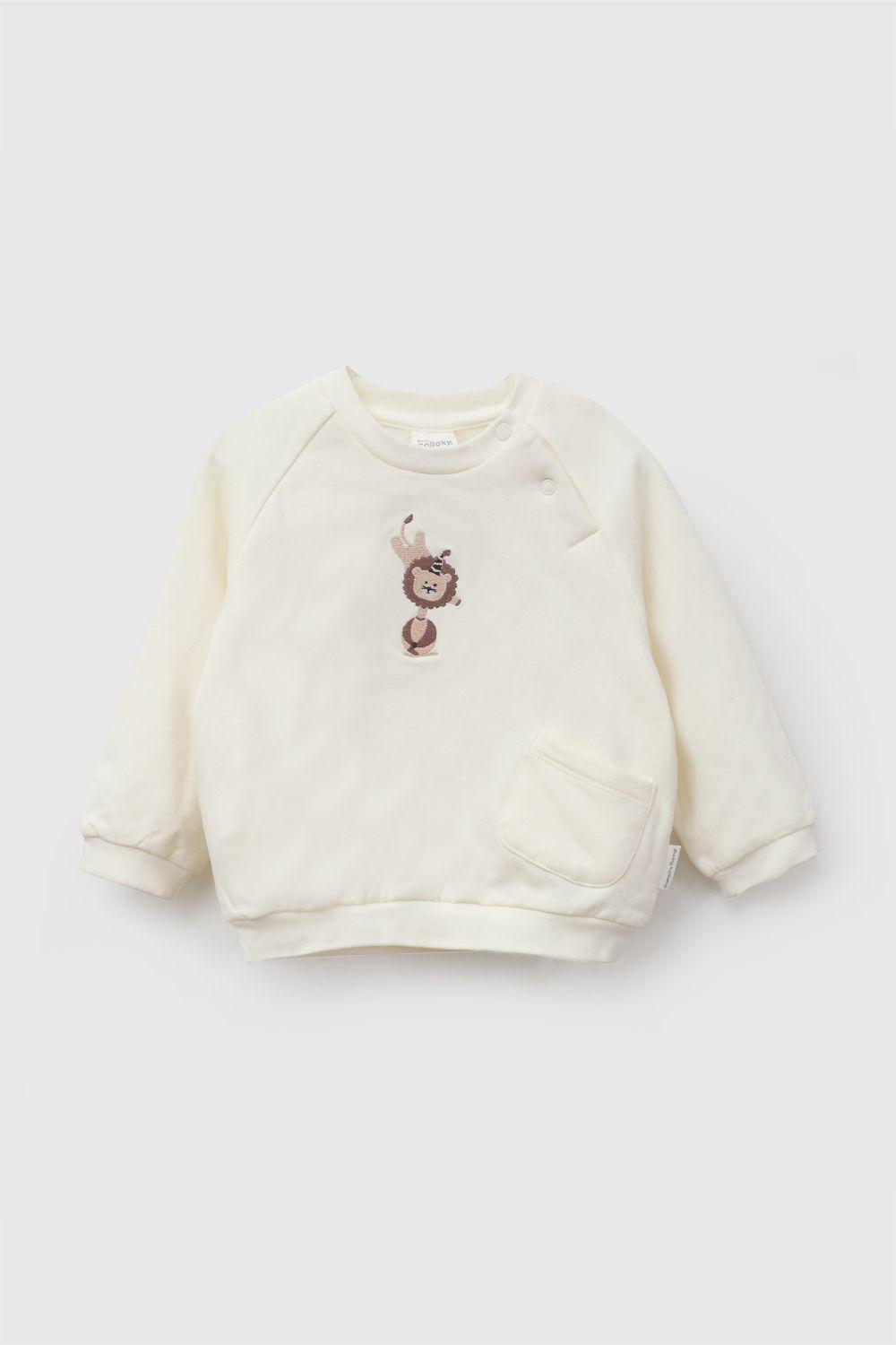 Conjunto León Bordado Polycotton Beige Niño Rn a 6-9M Colloky-1
