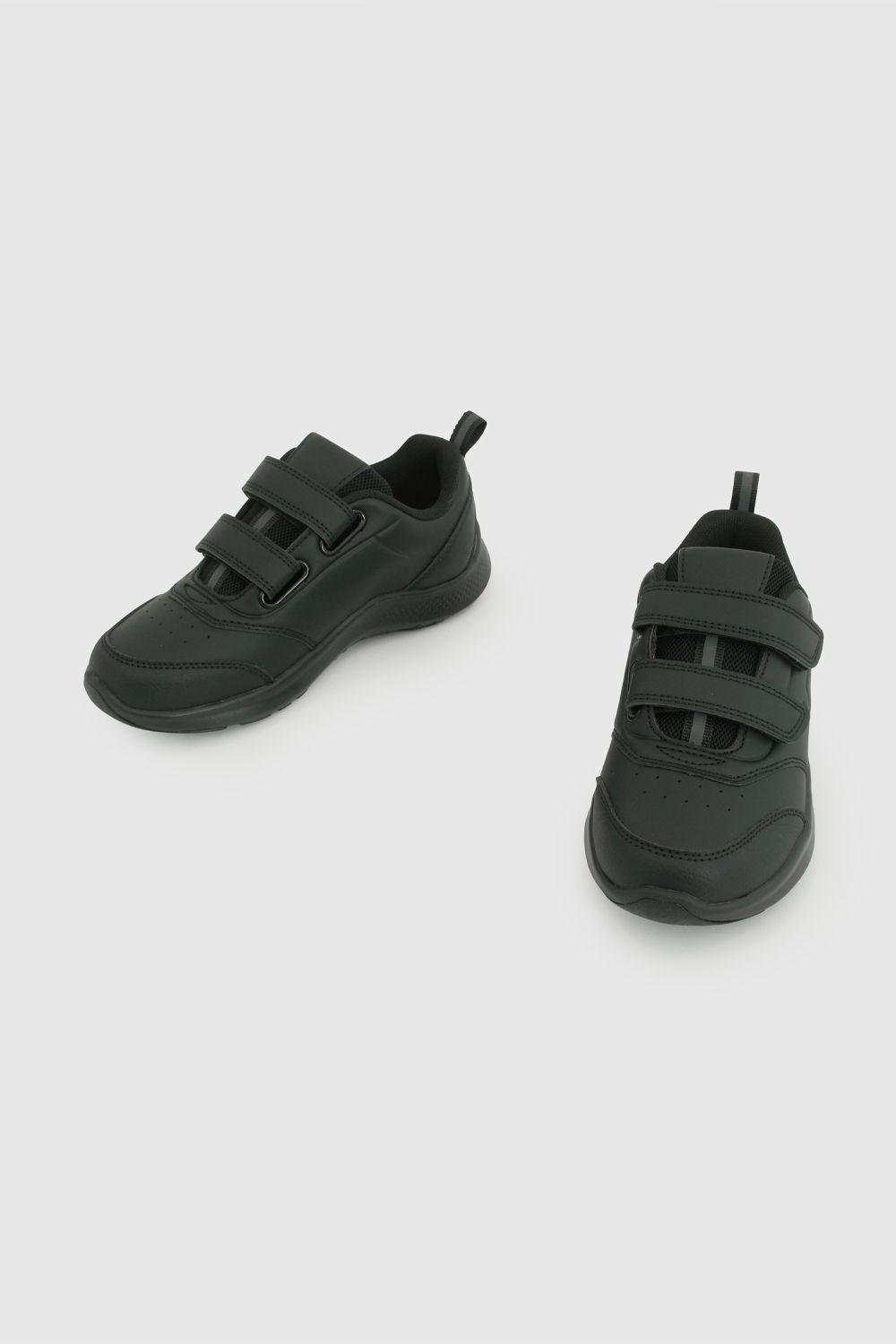 Zapato Escolar de Unisex Negro con Velcro-3
