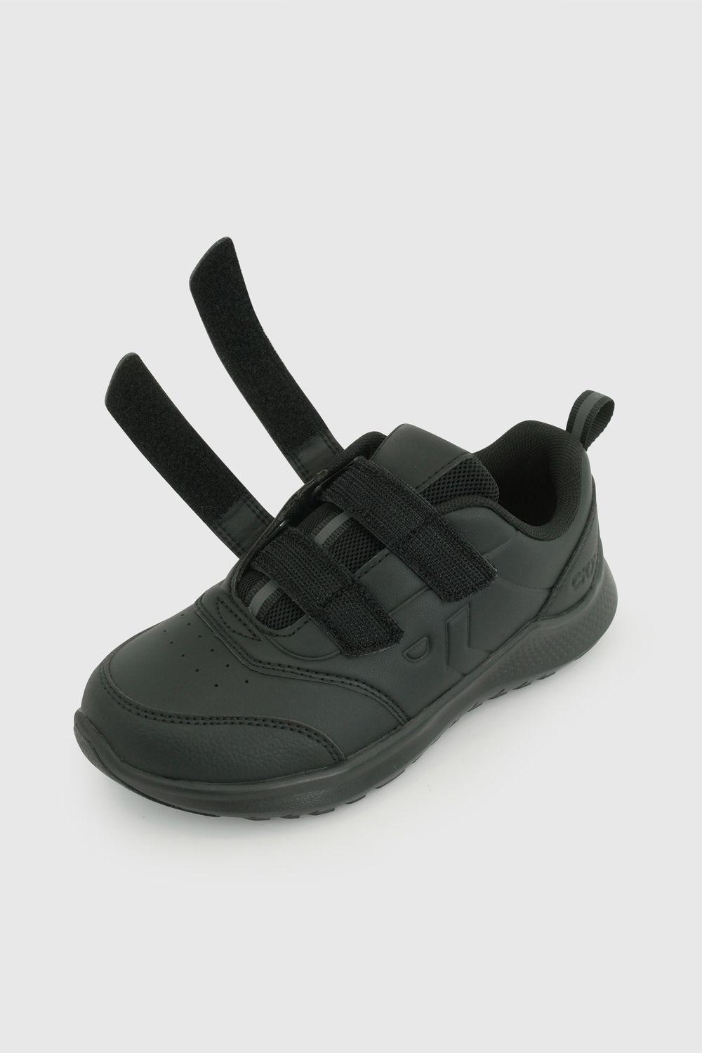 Zapato Escolar de Unisex Negro con Velcro-5