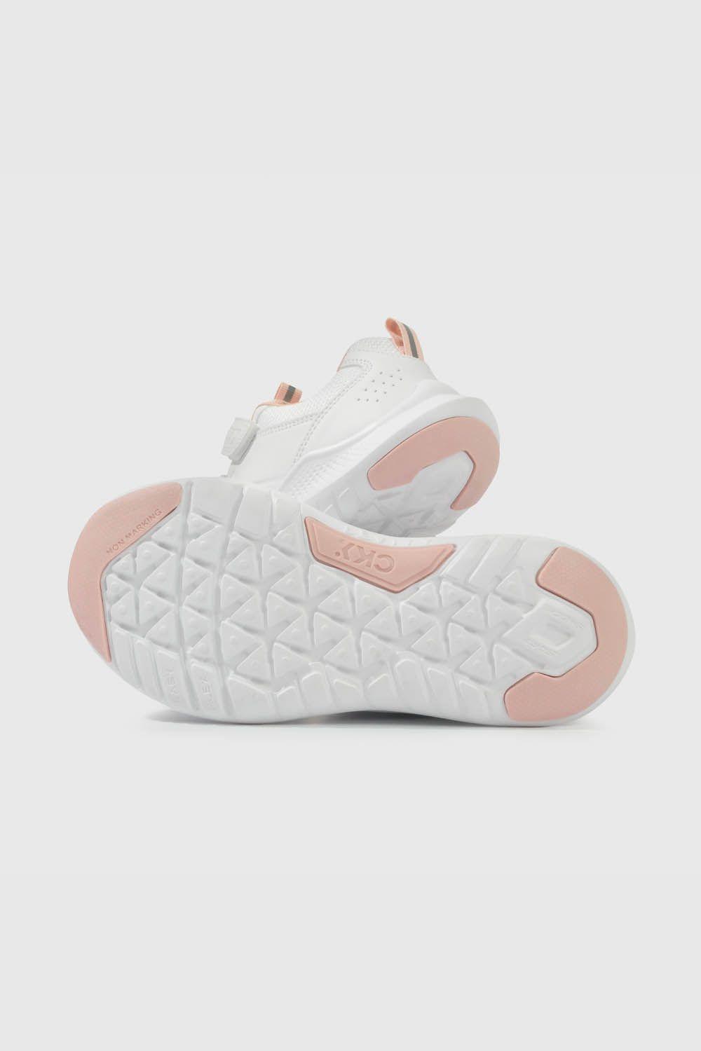 Zapatillas Colloky Escolar Blanca con Velcro y Detalles Rosados Niña-2