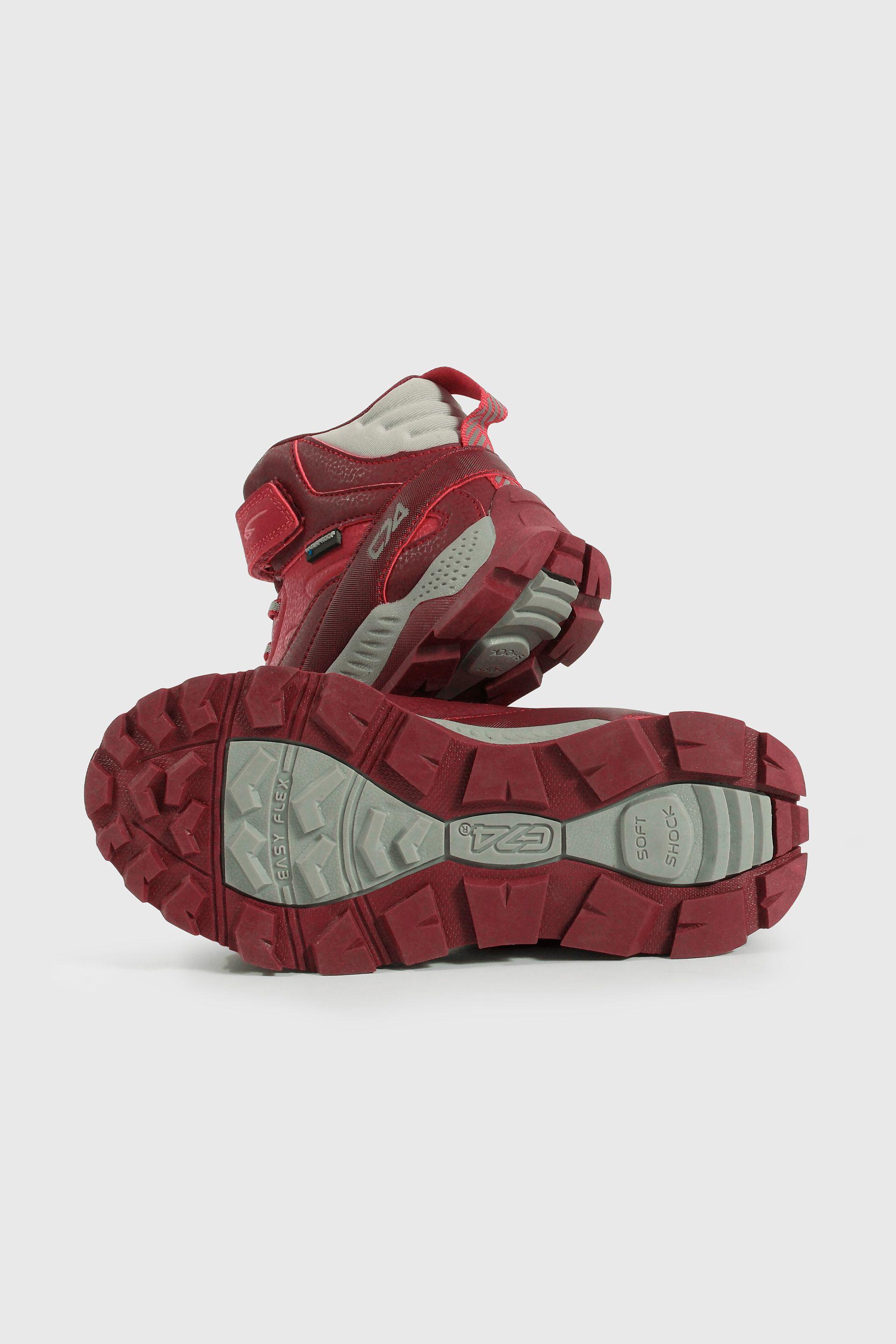 Botín Outdoor de Niña Rojo Caña Media con Velcro y Cordón-2