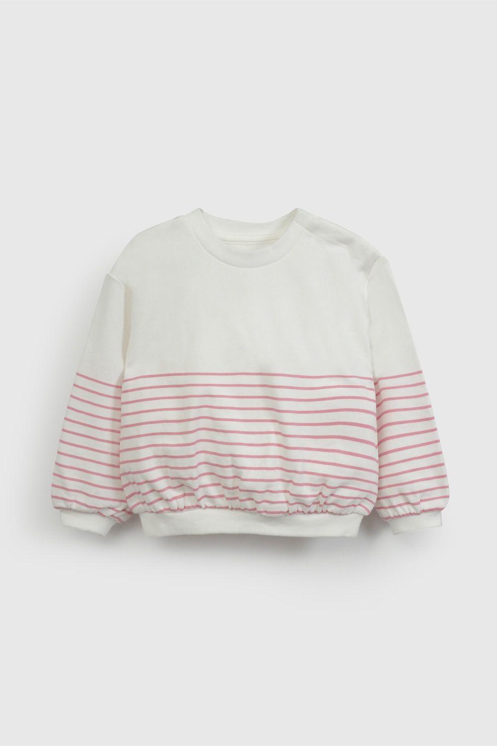 Polerón Blanco Rayado De Niña PLPO2878V26-0