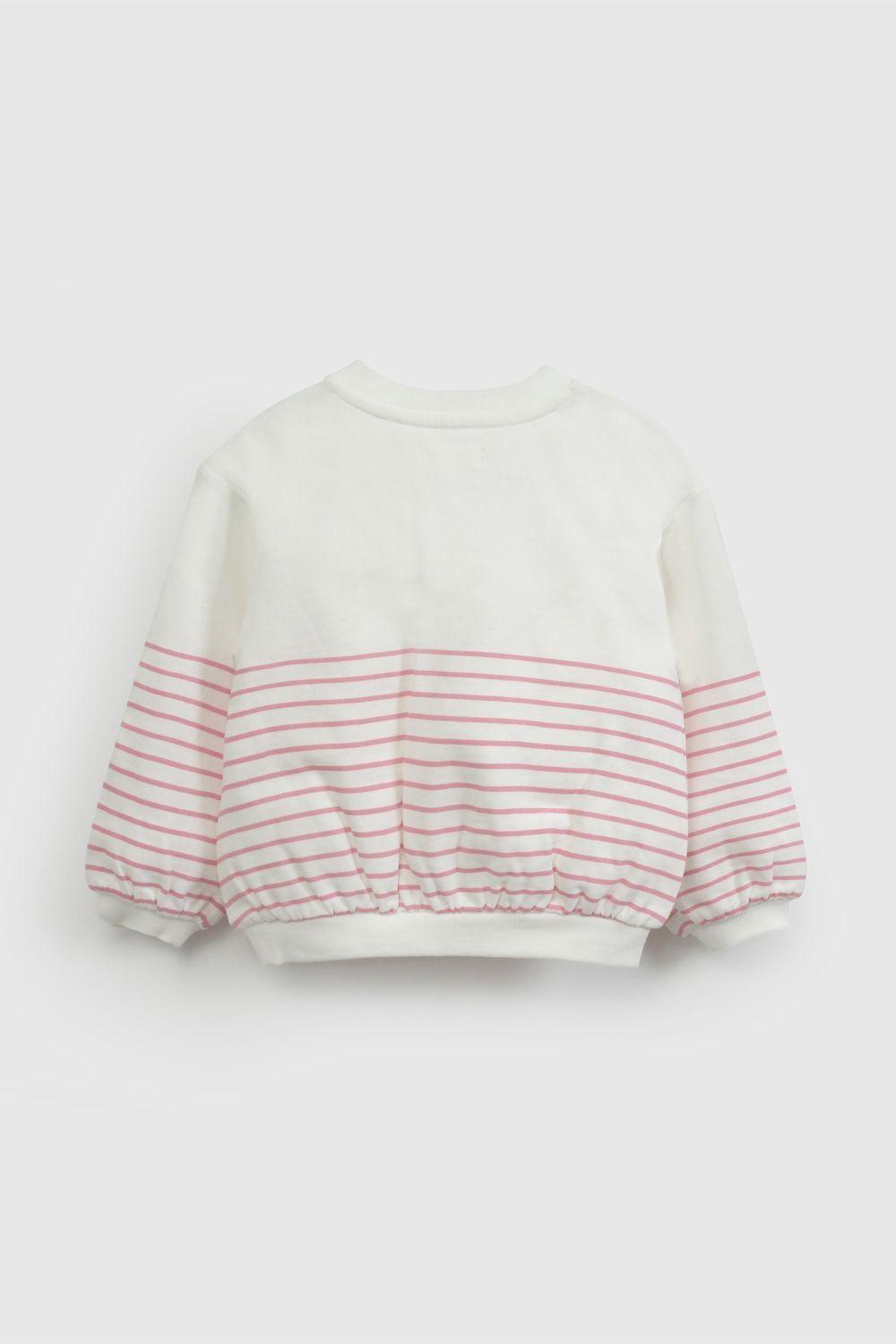 Polerón Blanco Rayado De Niña PLPO2878V26-1