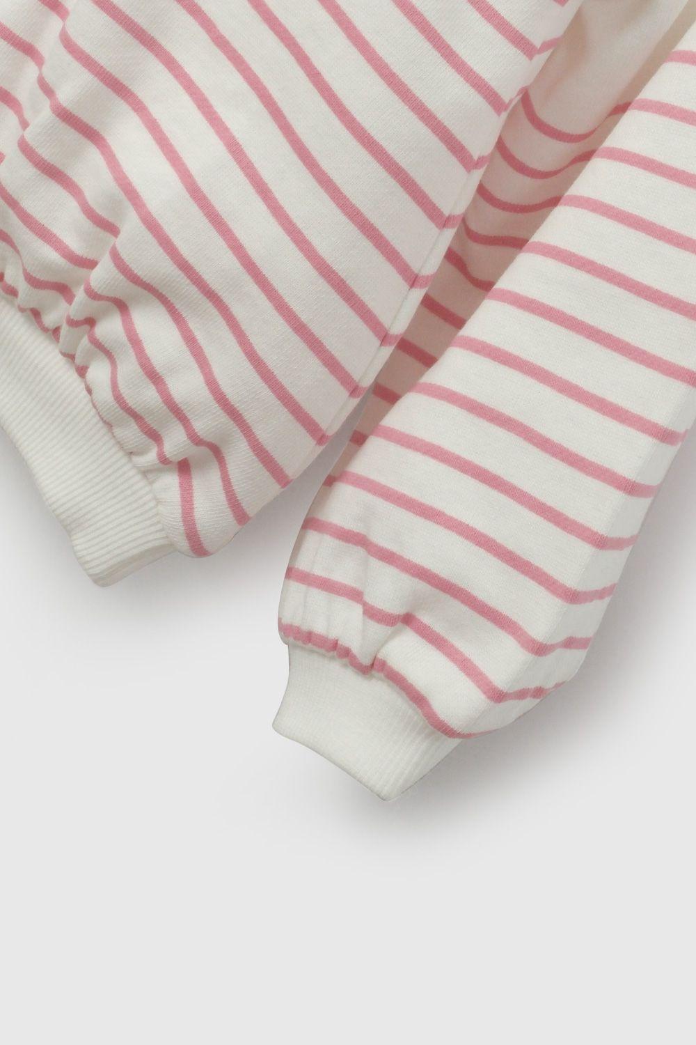 Polerón Blanco Rayado De Niña PLPO2878V26-3