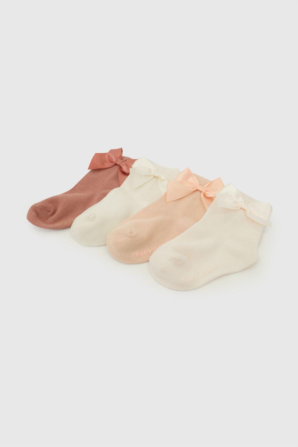 Calcetin deportivo algodon punto suave y resistente niña rosado 0/3M a 3/4A-1
