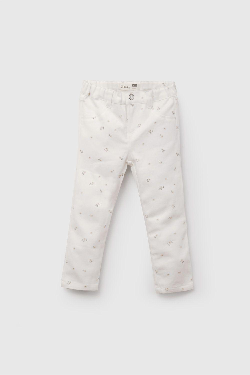Pantalón Blanco Flores De Niña PTGB1278V26-0