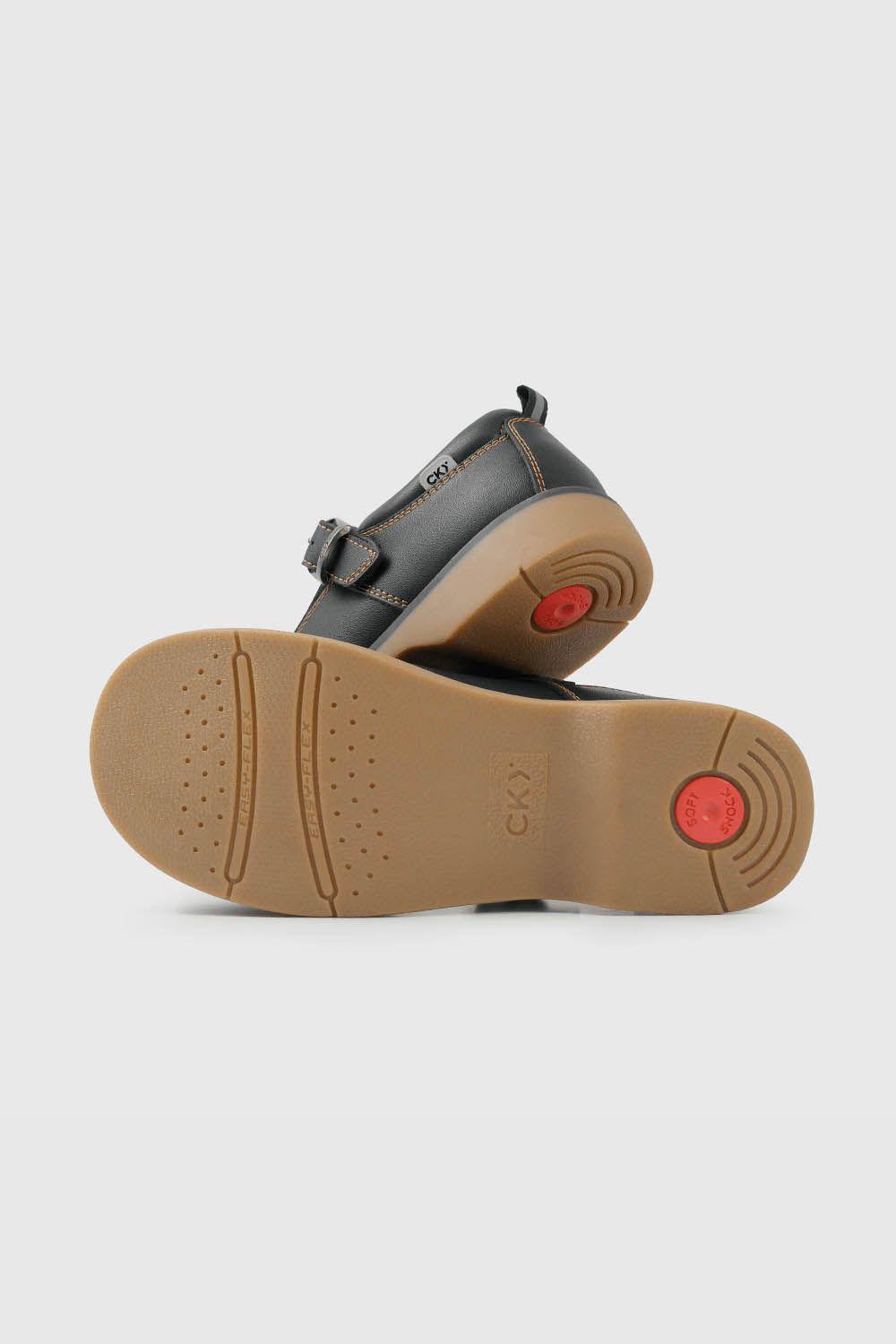 Reinas Escolar Negra Cuero Hebilla para Niña-2