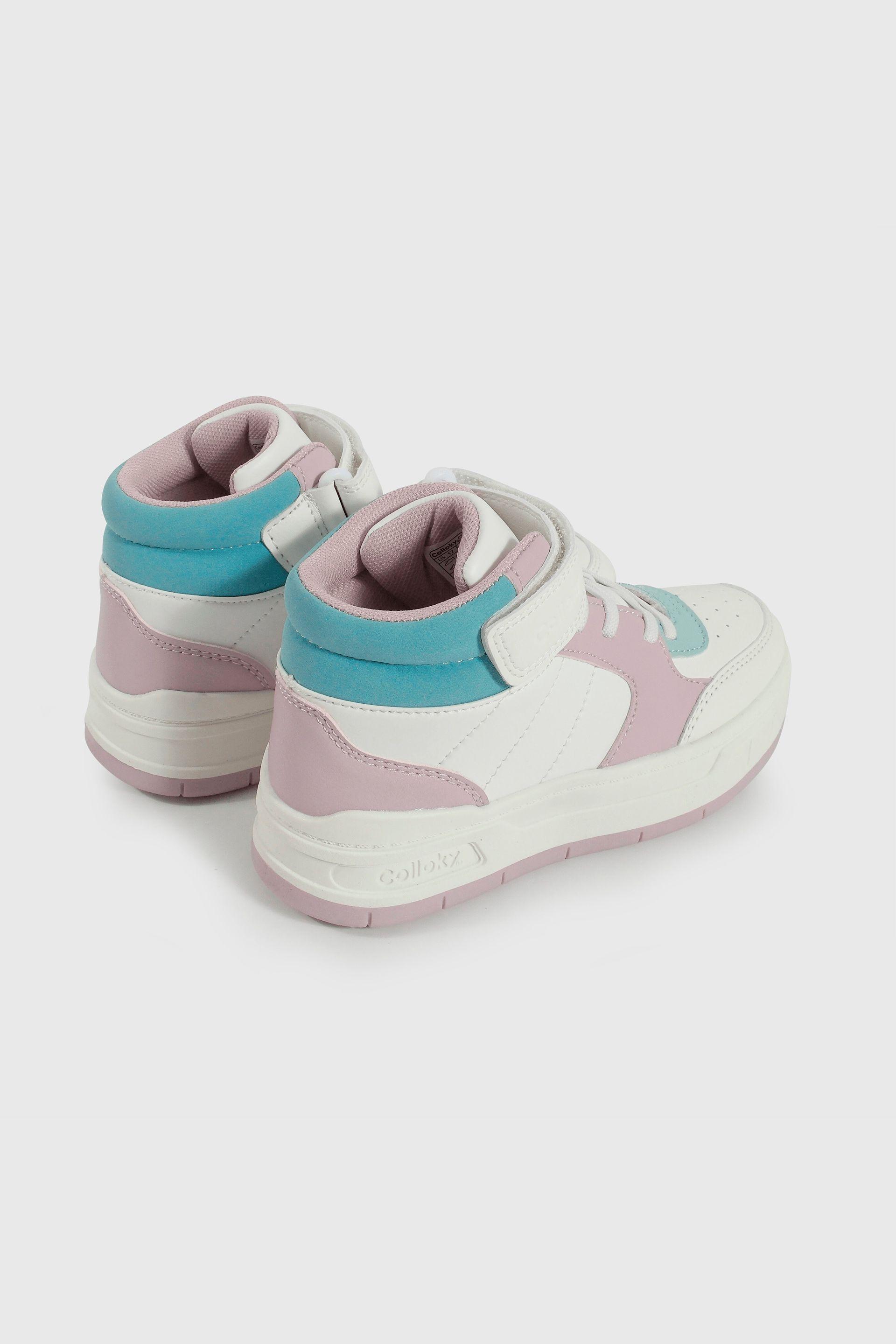 Zapatilla Lifestyle de Niña Multicolor Caña Media con Velcro y Cordón-4