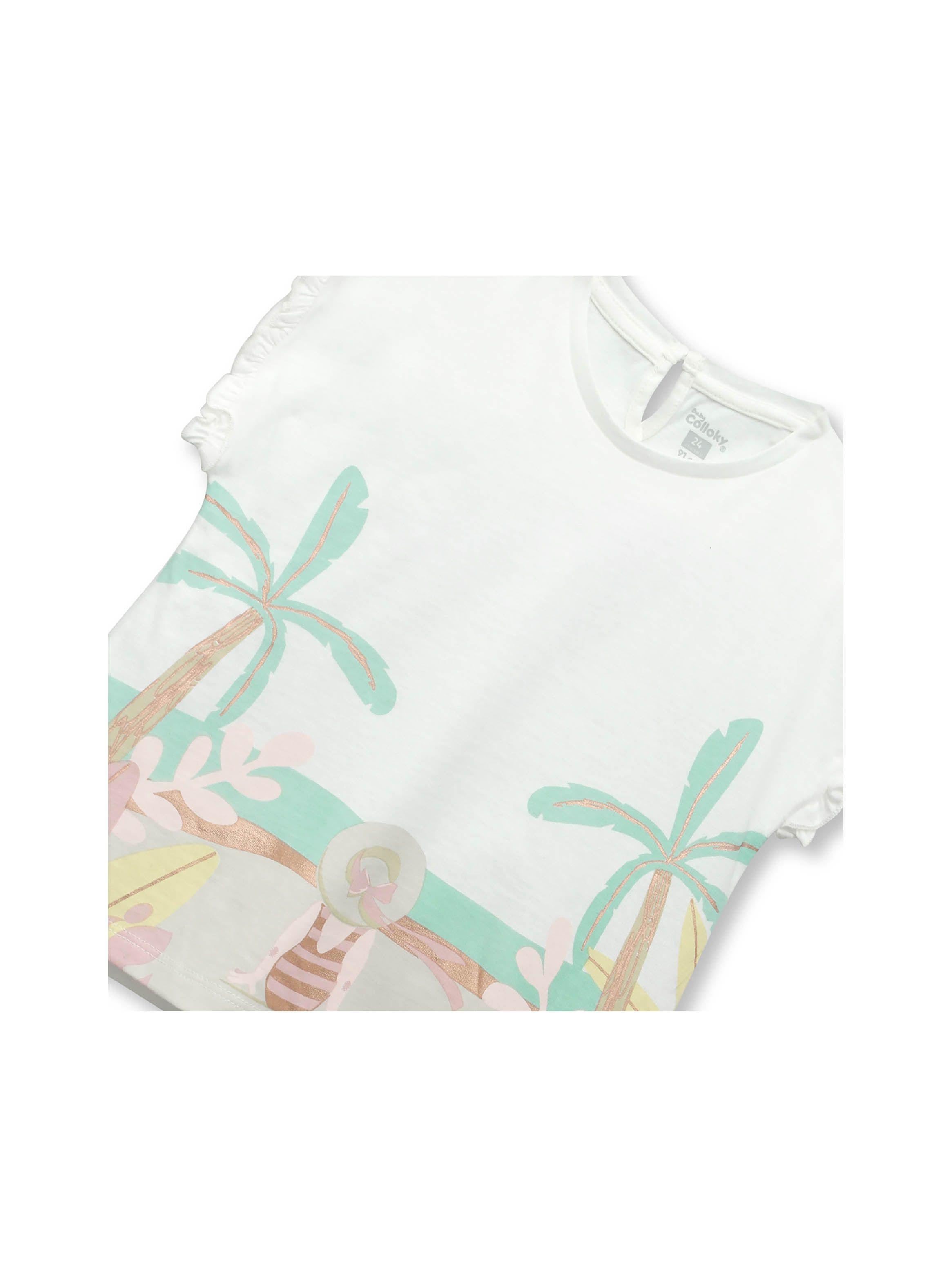 Polera De Bebé Niña Tropical Blanco (3 A 36 Meses) Colloky-2