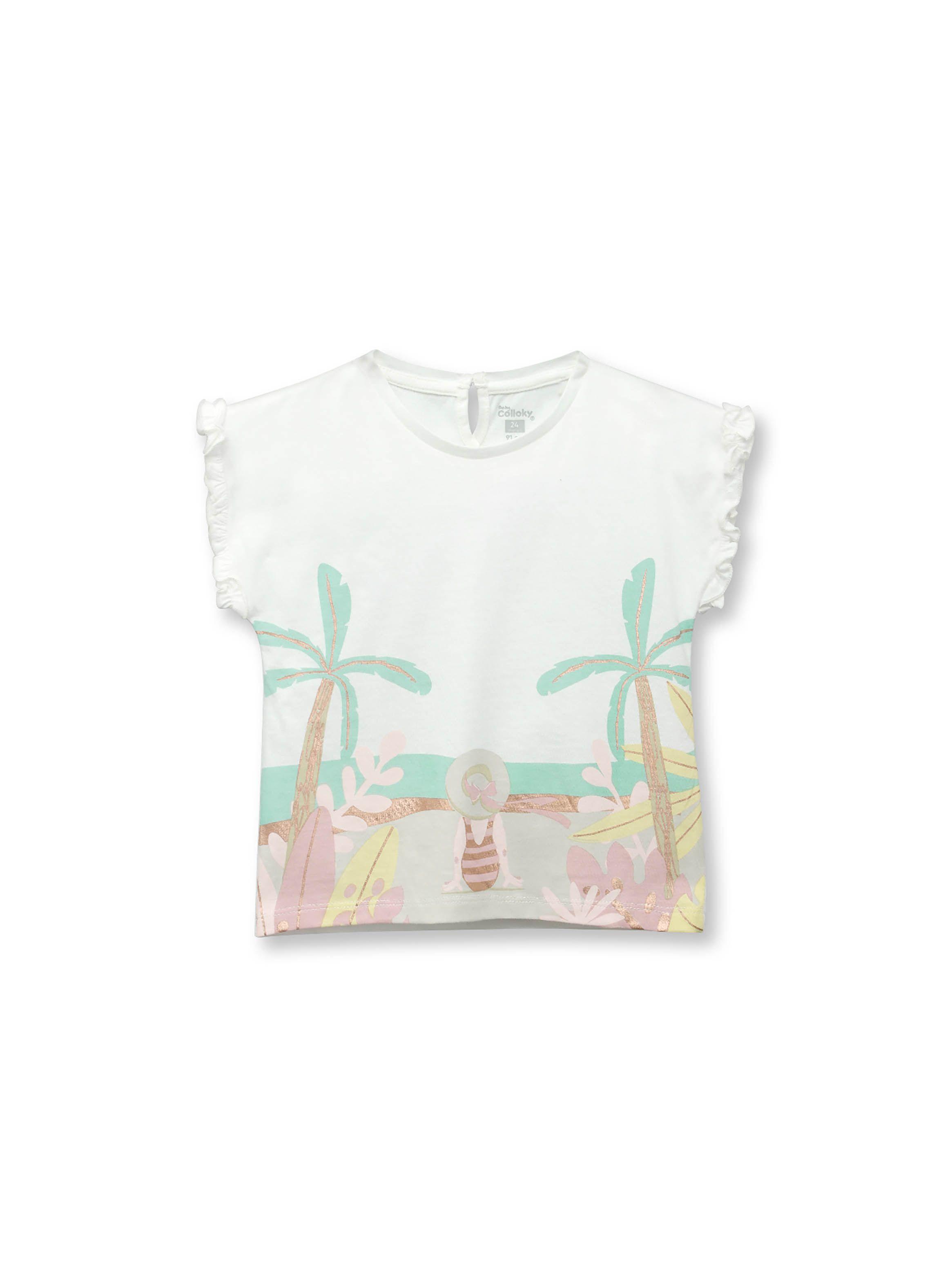 Polera De Bebé Niña Tropical Blanco (3 A 36 Meses) Colloky-0