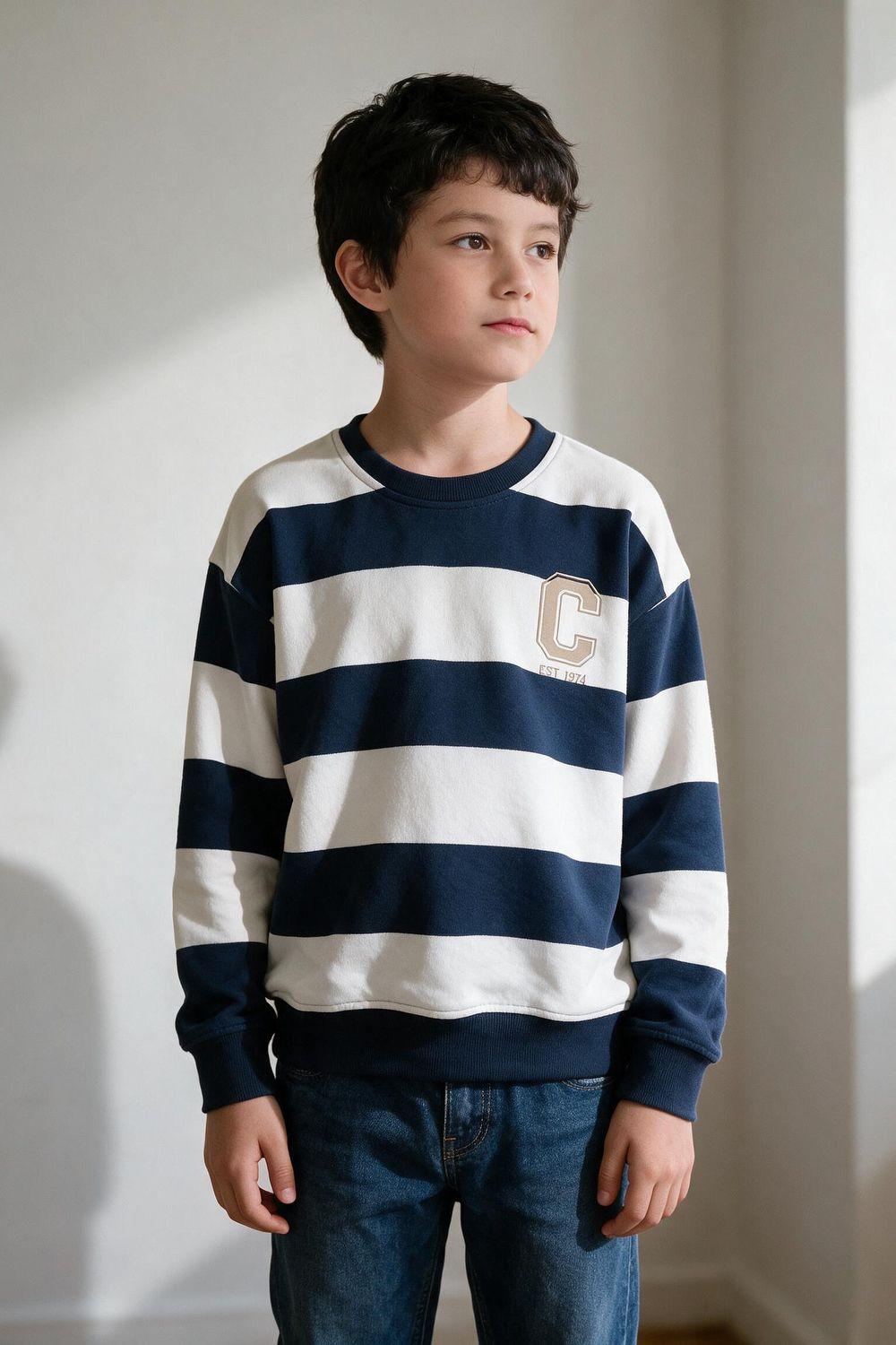 Poleron Rayas Blanco Niño 3-4A a 12-13A Colloky-2