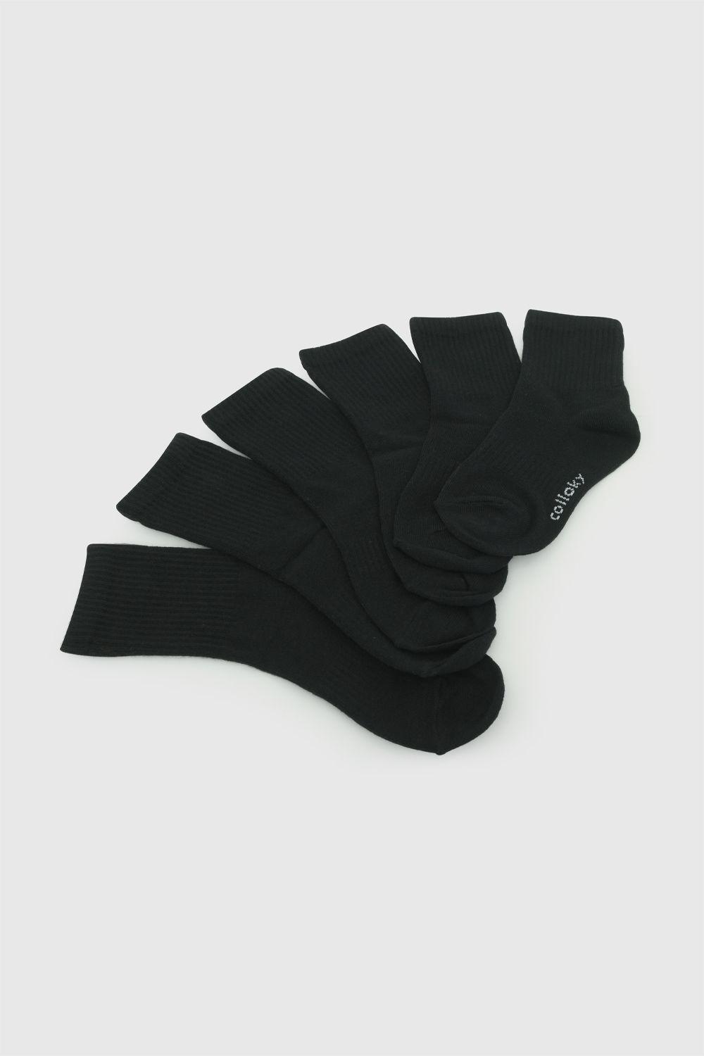 Pack 6 Calcetin 3/4 Punto Suave Y Resistente Negro Niño 3/4A a 9/12A Colloky-2