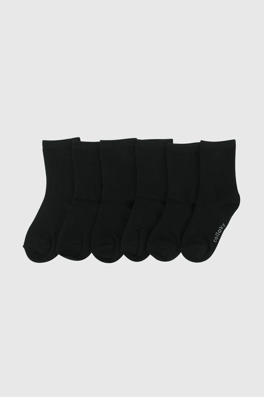 Pack 6 Calcetin 3/4 Punto Suave Y Resistente Negro Niño 3/4A a 9/12A Colloky-0