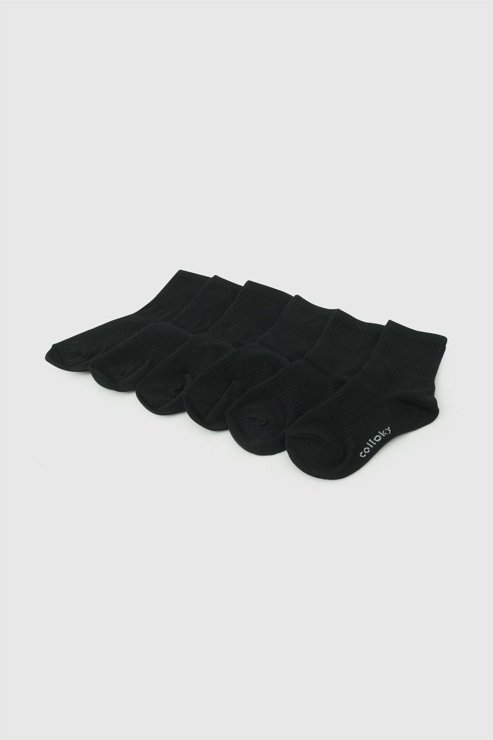 Pack 6 Calcetin 3/4 Punto Suave Y Resistente Negro Niño 3/4A a 9/12A Colloky-1