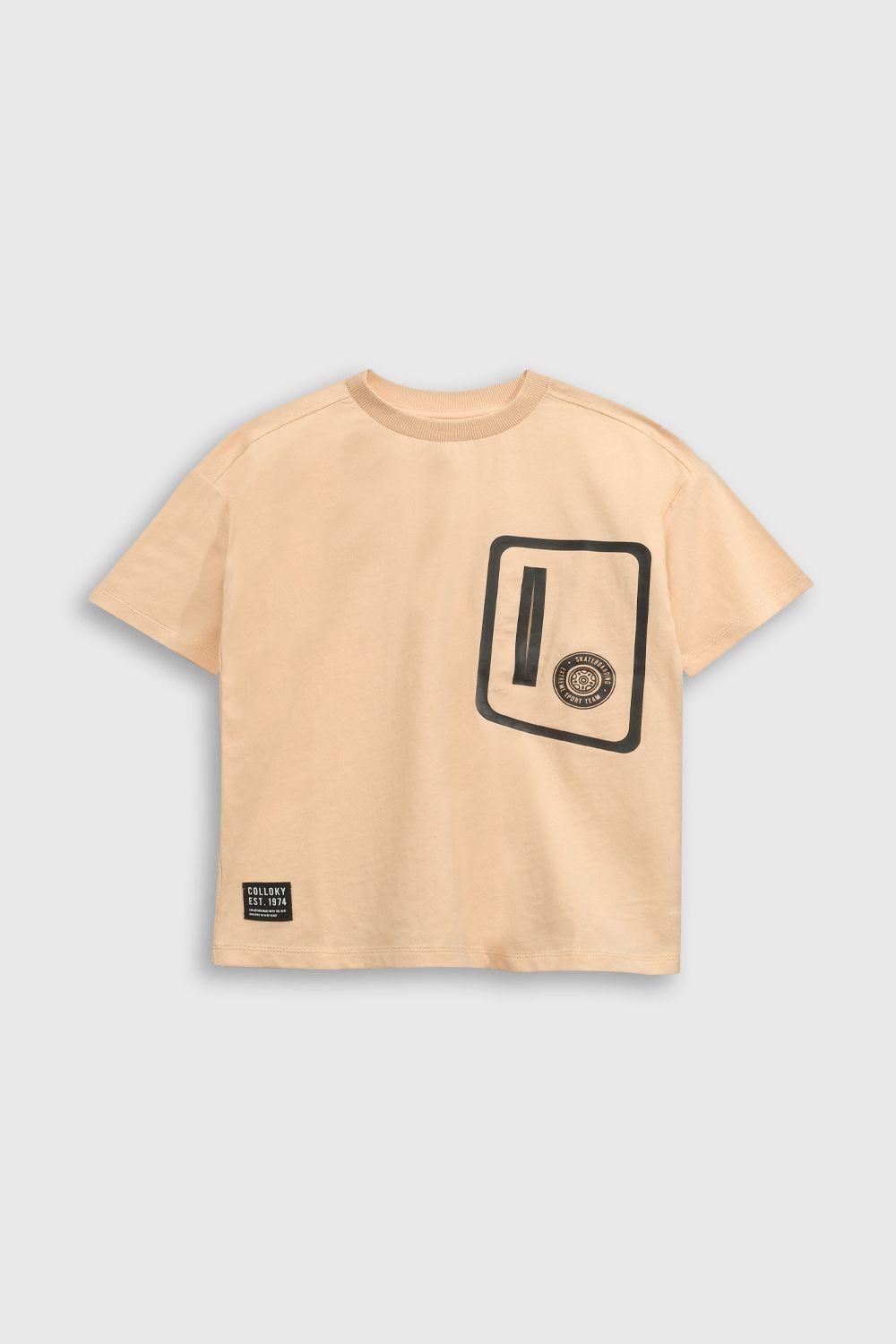 Polera Oversize Sunset Orange con Estampado Simulado-0