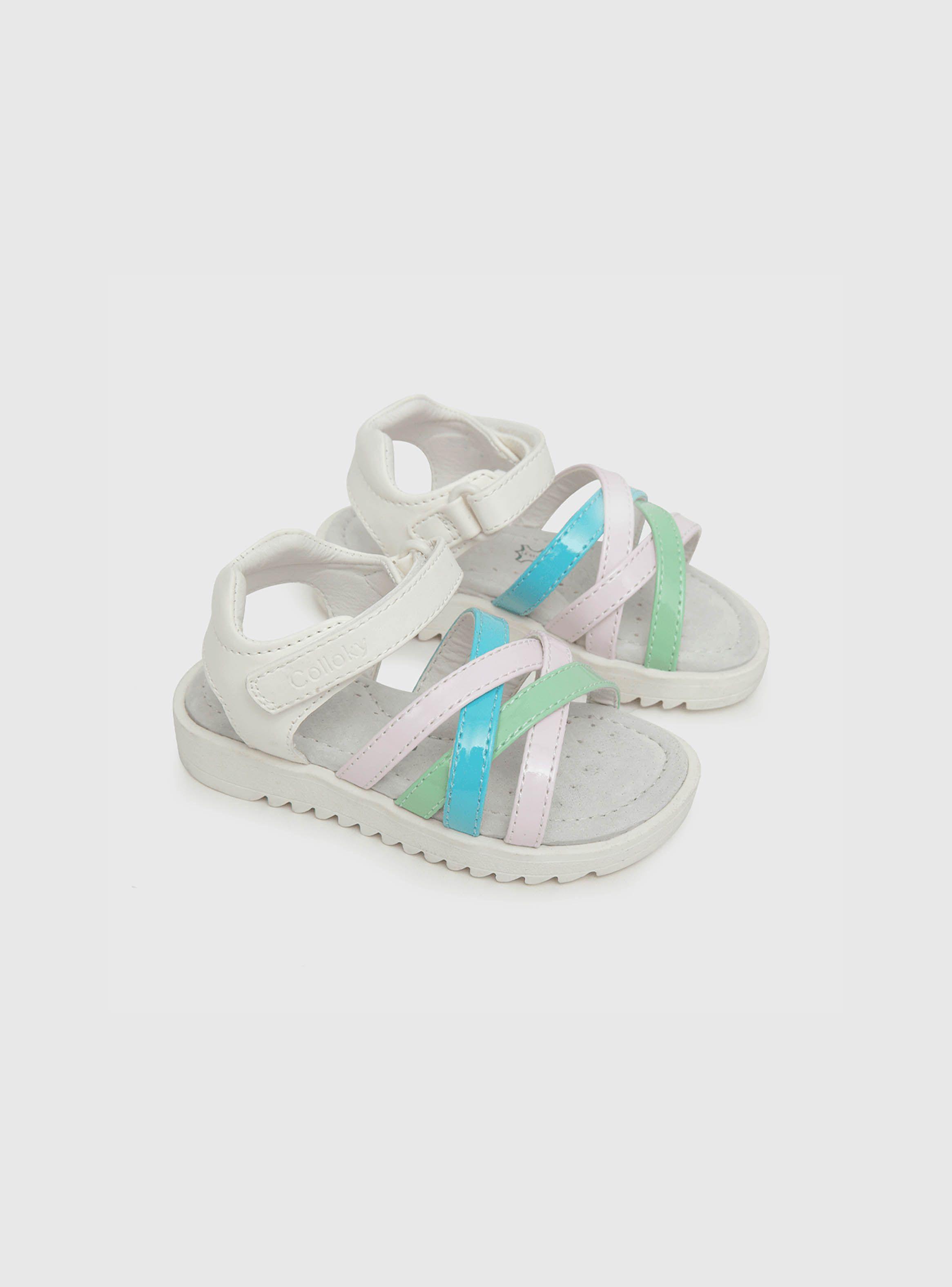 Sandalia Niña Con Velcro Blanco (21 A 27) Colloky-0