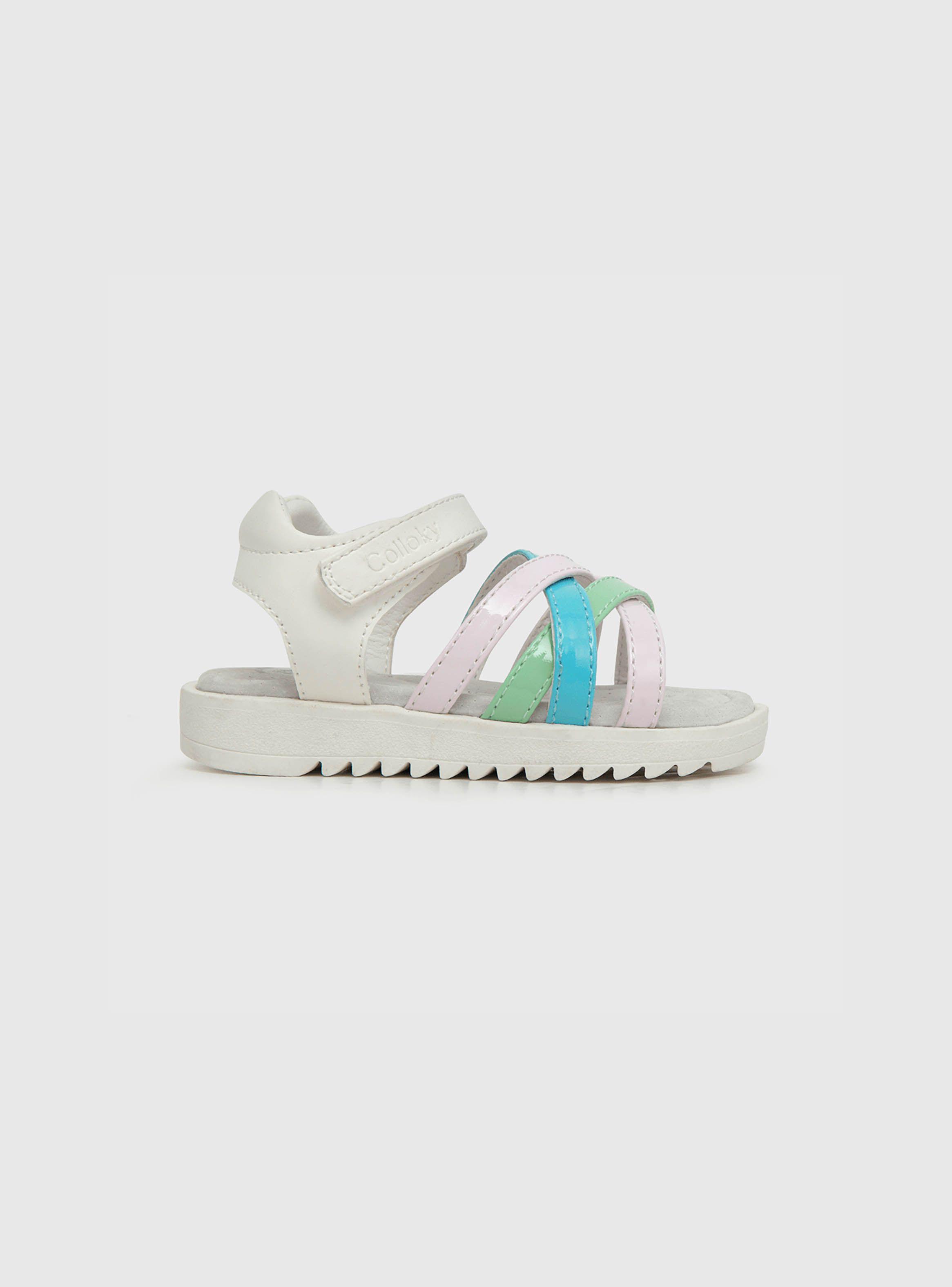 Sandalia Niña Con Velcro Blanco (21 A 27) Colloky-1