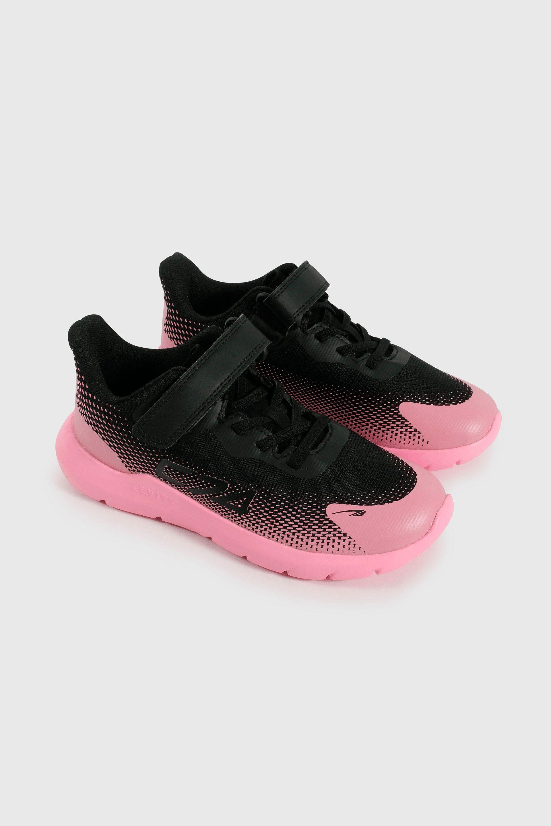 Zapatilla Sport de Niña Negro Caña Baja con Velcro y Cordón-0