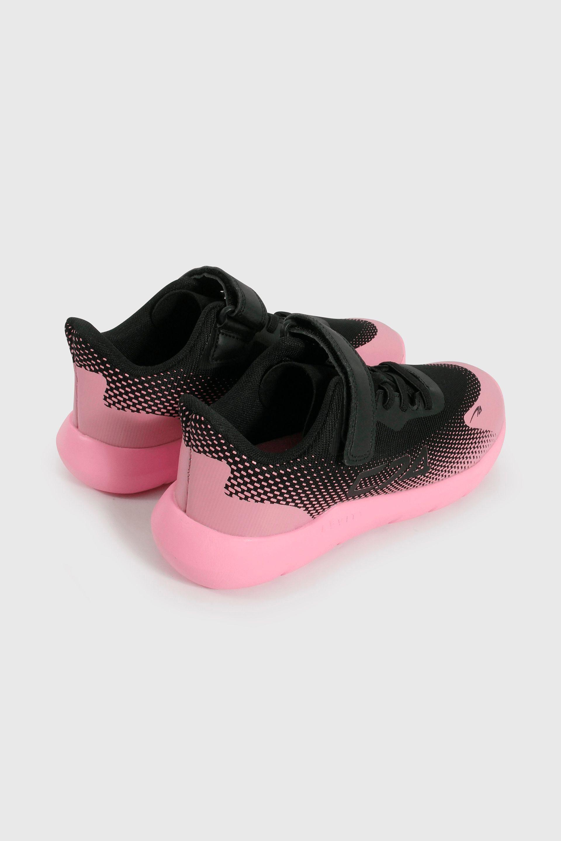 Zapatilla Sport de Niña Negro Caña Baja con Velcro y Cordón-4