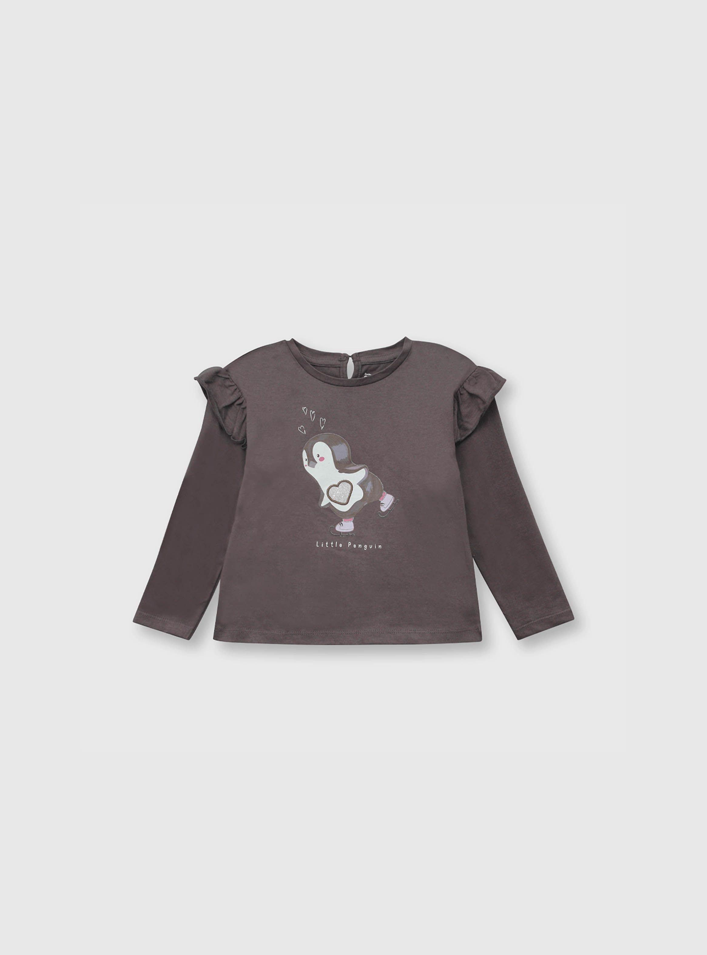 Polera De Bebé Niña Pingüino Gris (3 A 36 Meses) Colloky-0