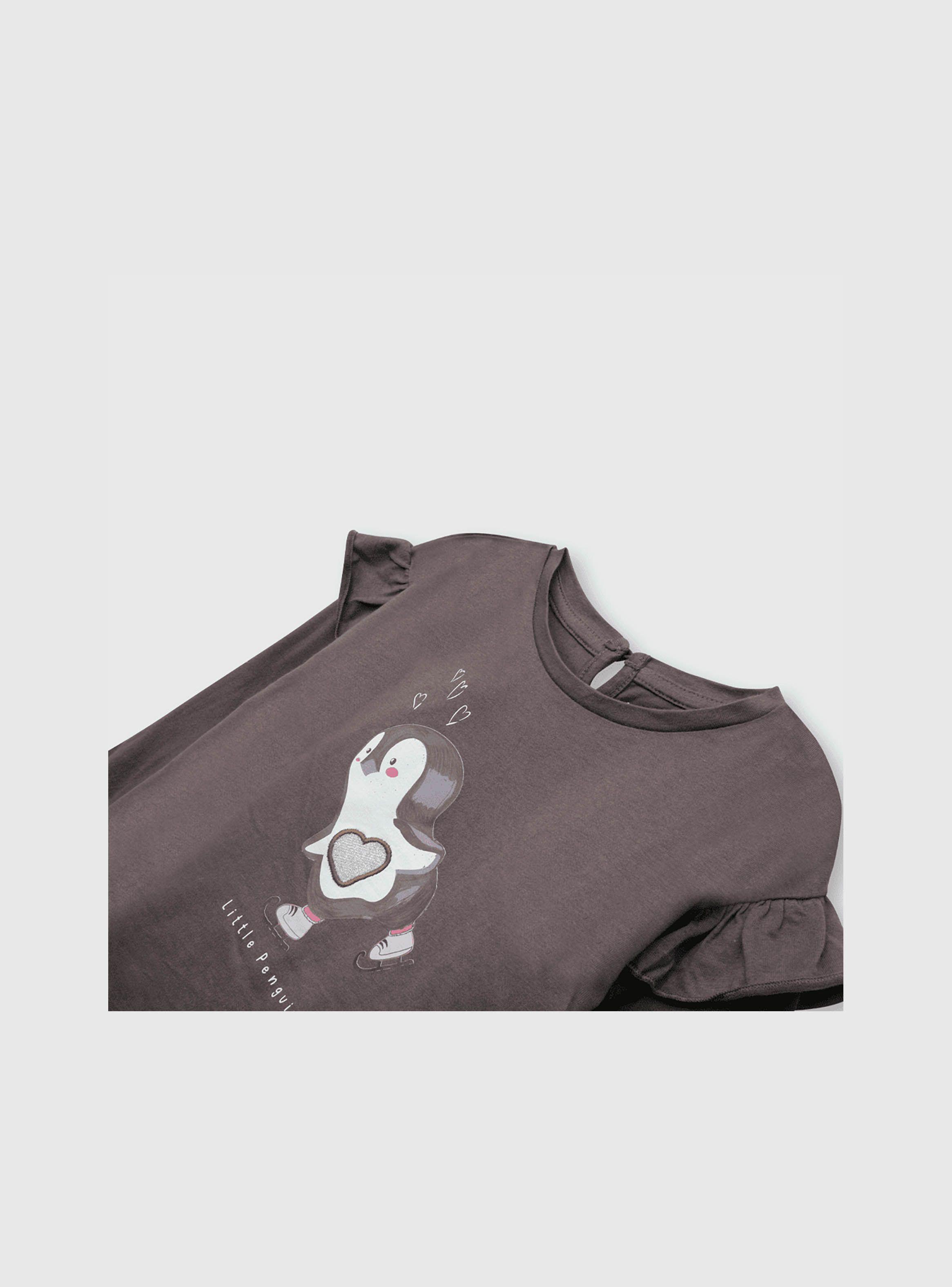Polera De Bebé Niña Pingüino Gris (3 A 36 Meses) Colloky-2