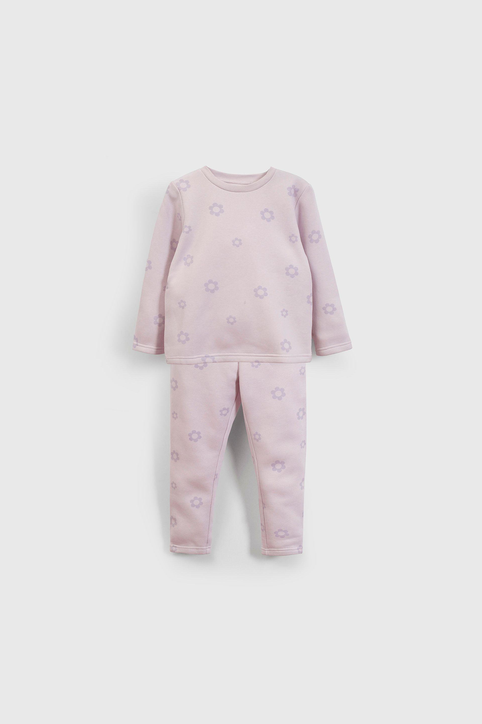 Pijama de Franela Flores Morado-0