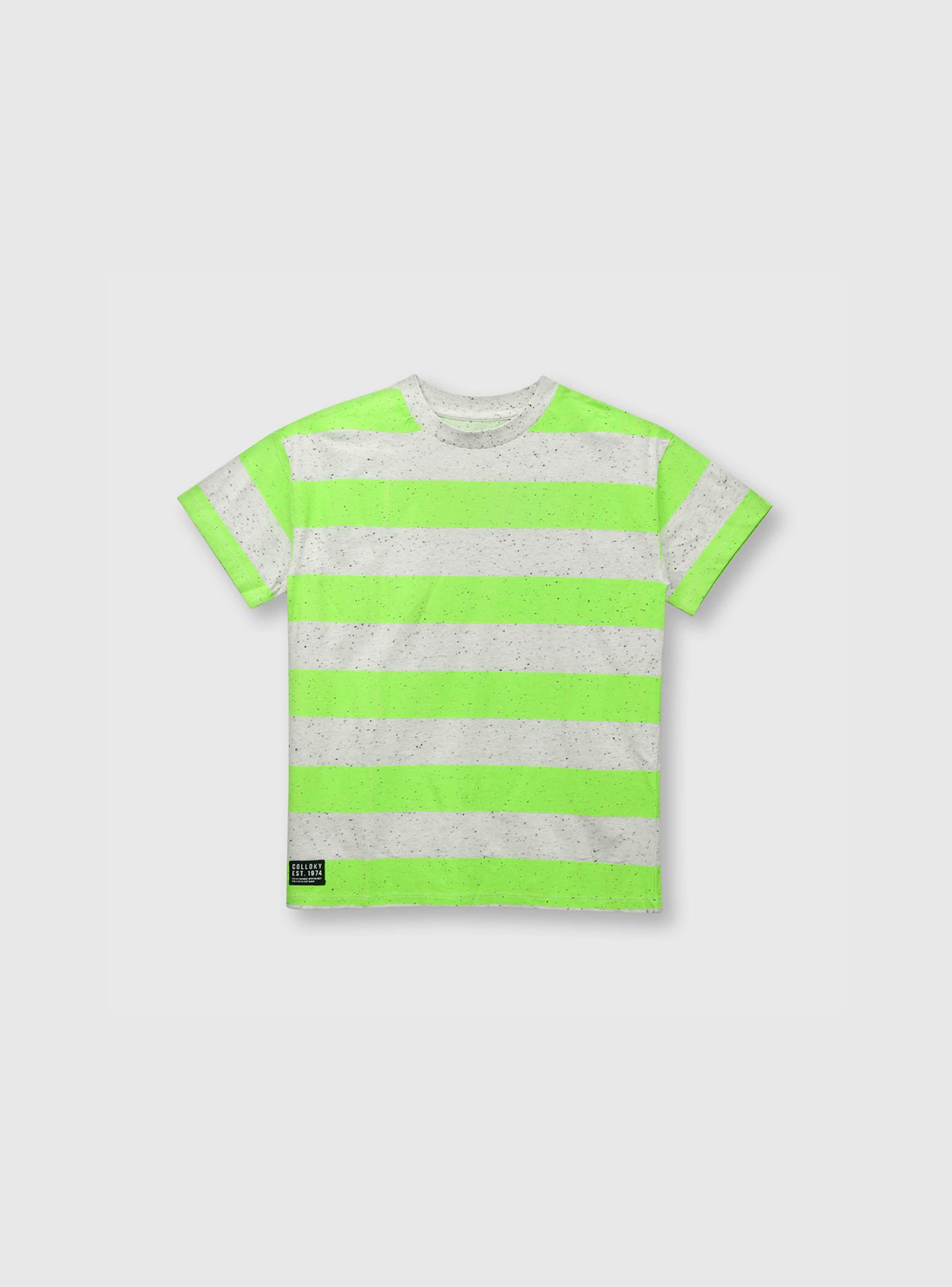 Polera De Niño Listada Verde Pistacho (2 A 12 Años) Colloky-0