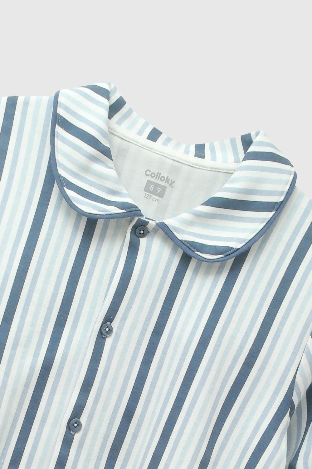 Pijama Algodón Rayas Azul Niño 2A a 12A Colloky-3