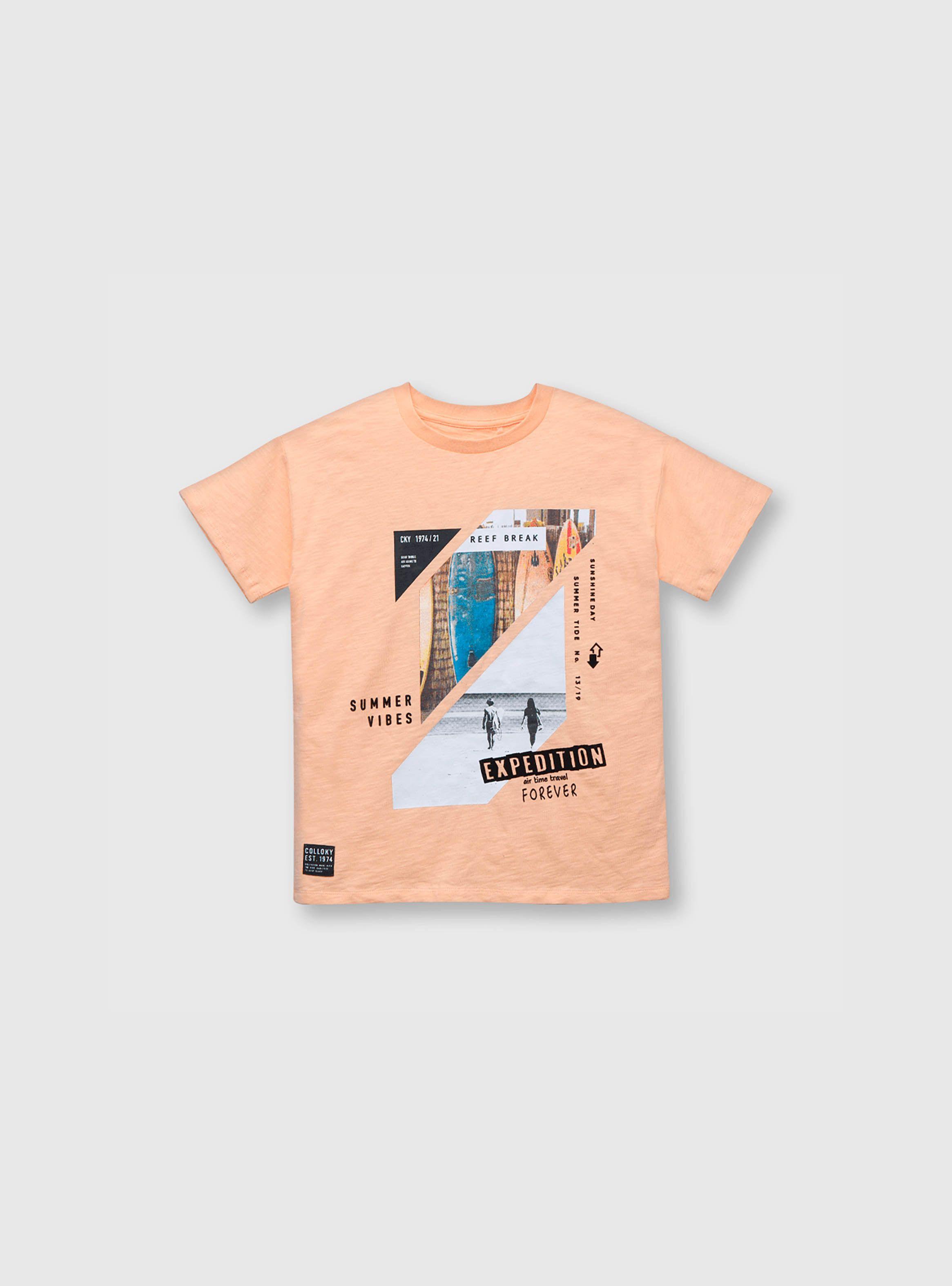 Polera De Niño Surf Naranjo (2 A 12 Años) Colloky-0