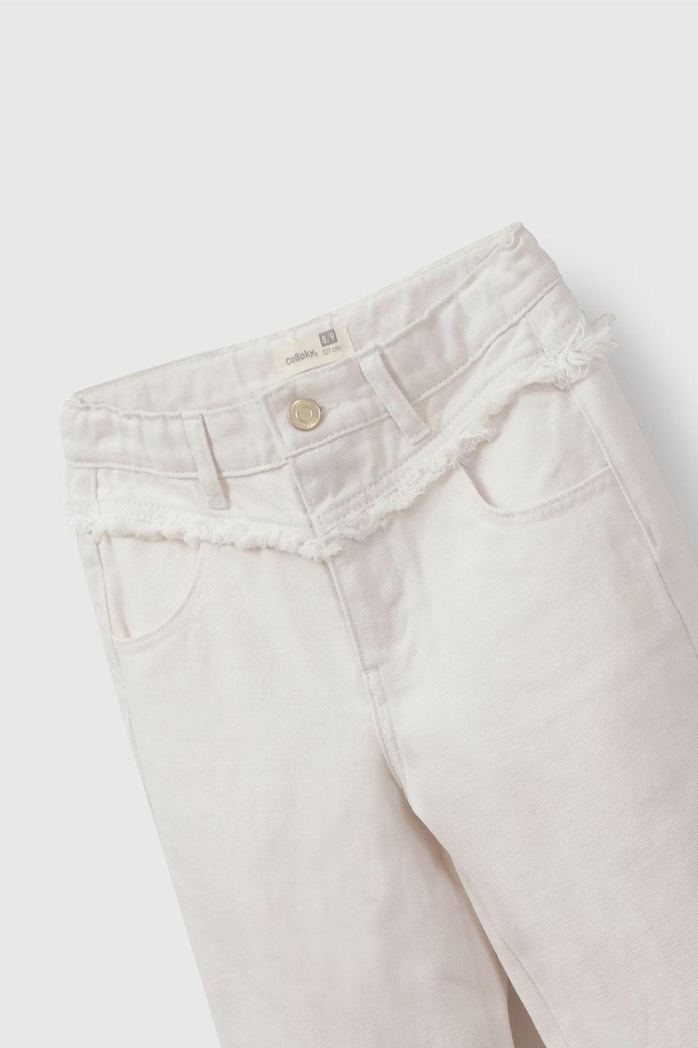 Pantalón gabardina con flecos niña beige 3/4A a 12/13A-3