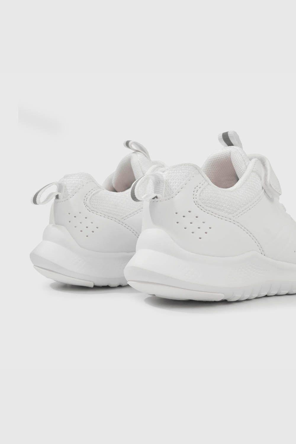 Zapatilla Escolar Blanca con Velcro y Cordón Unisex-4