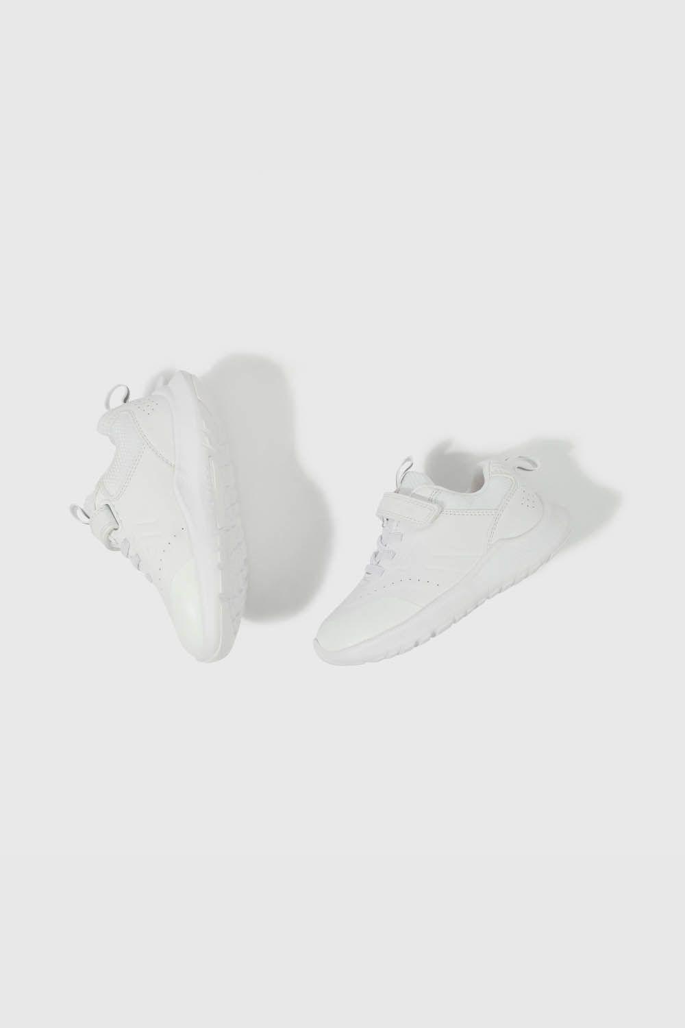 Zapatilla Escolar Blanca con Velcro y Cordón Unisex-3