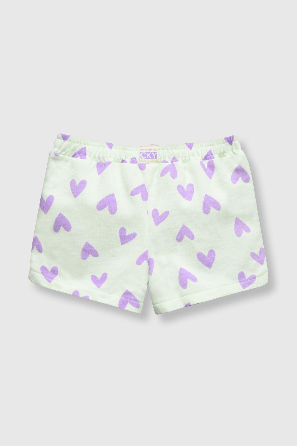 Short de bebé niña corazones menta (3 a 36 meses)-1