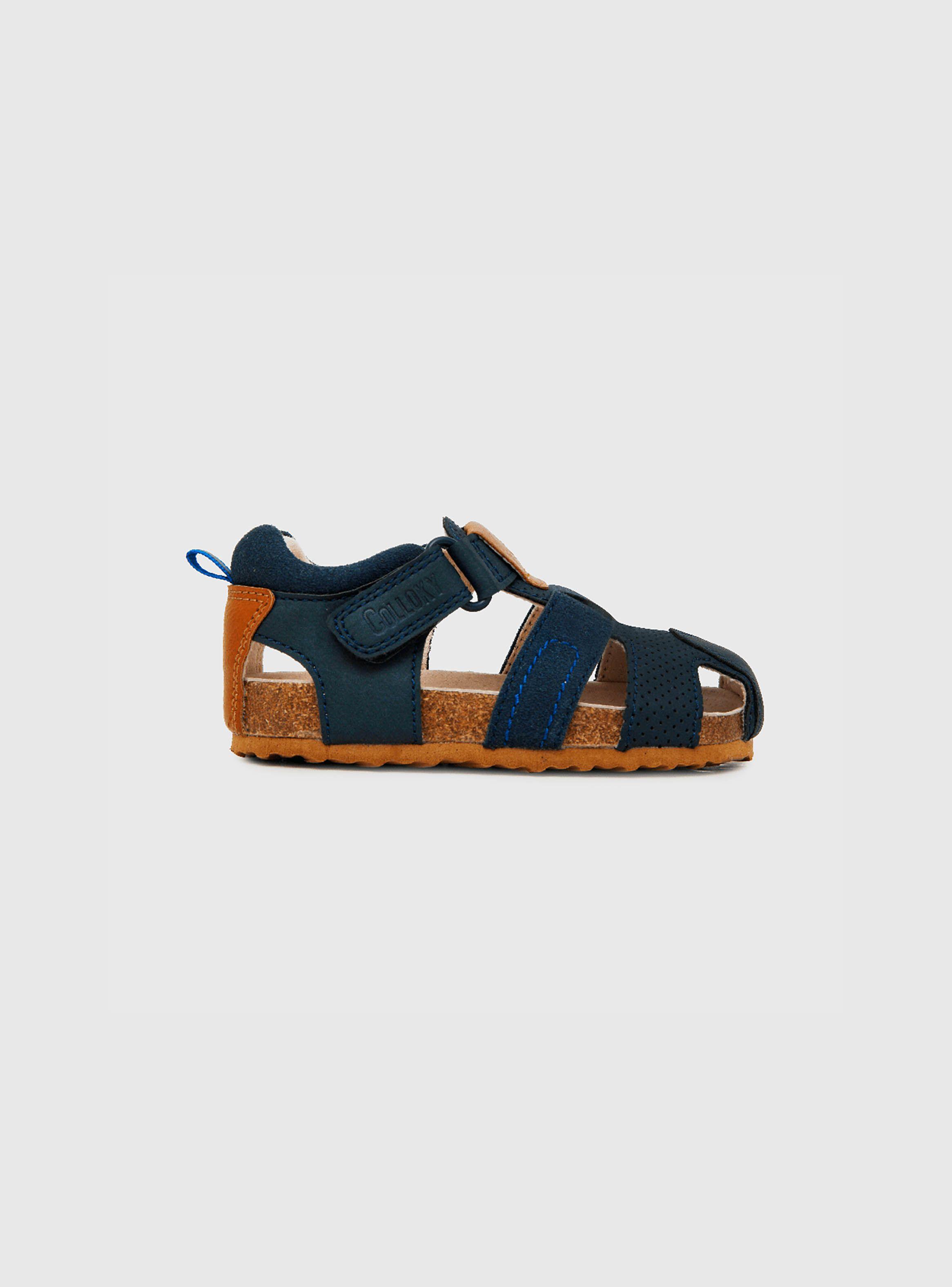 Sandalia De Niño Velcro Corto Azul (21 A 27) Colloky-1